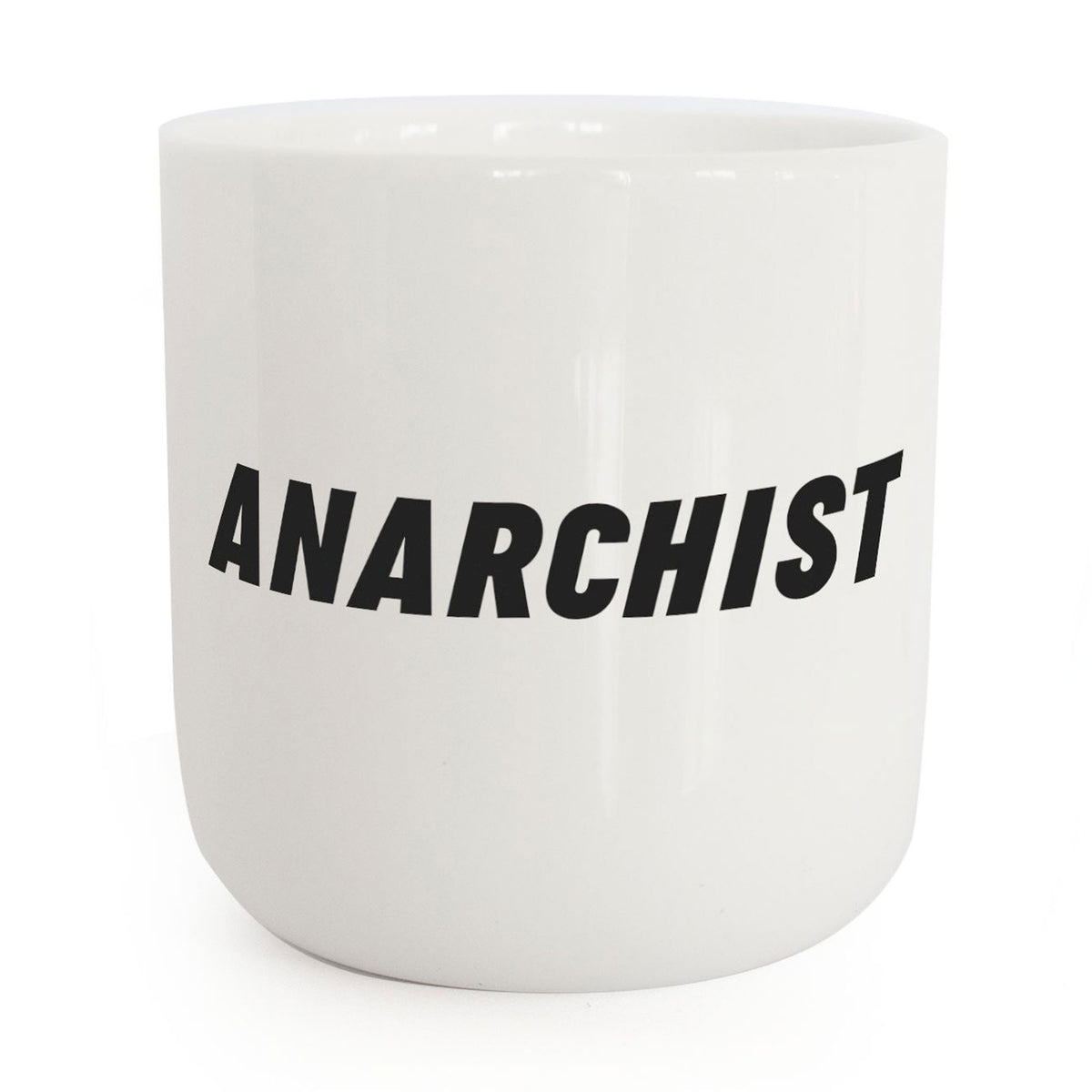 ANARCHIST | weisser Kaffee- & Tee-BECHER mit schwarzer Typo | Attitude Serie | PLTY