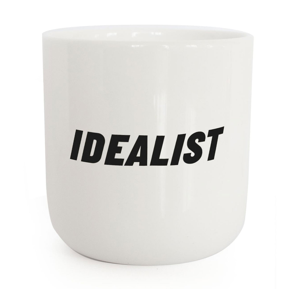 IDEALIST | weisser Kaffee- & Tee-BECHER mit schwarzer Typo | Attitude Serie | PLTY