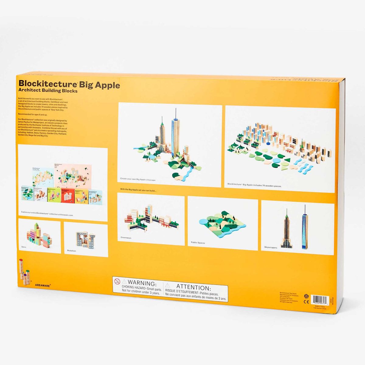 BLOCKITECTURE® New York | ENSEMBLE GROS POMME | BLOCS DE CONSTRUCTION Architecture en bois | James Paulius | Sont conscients