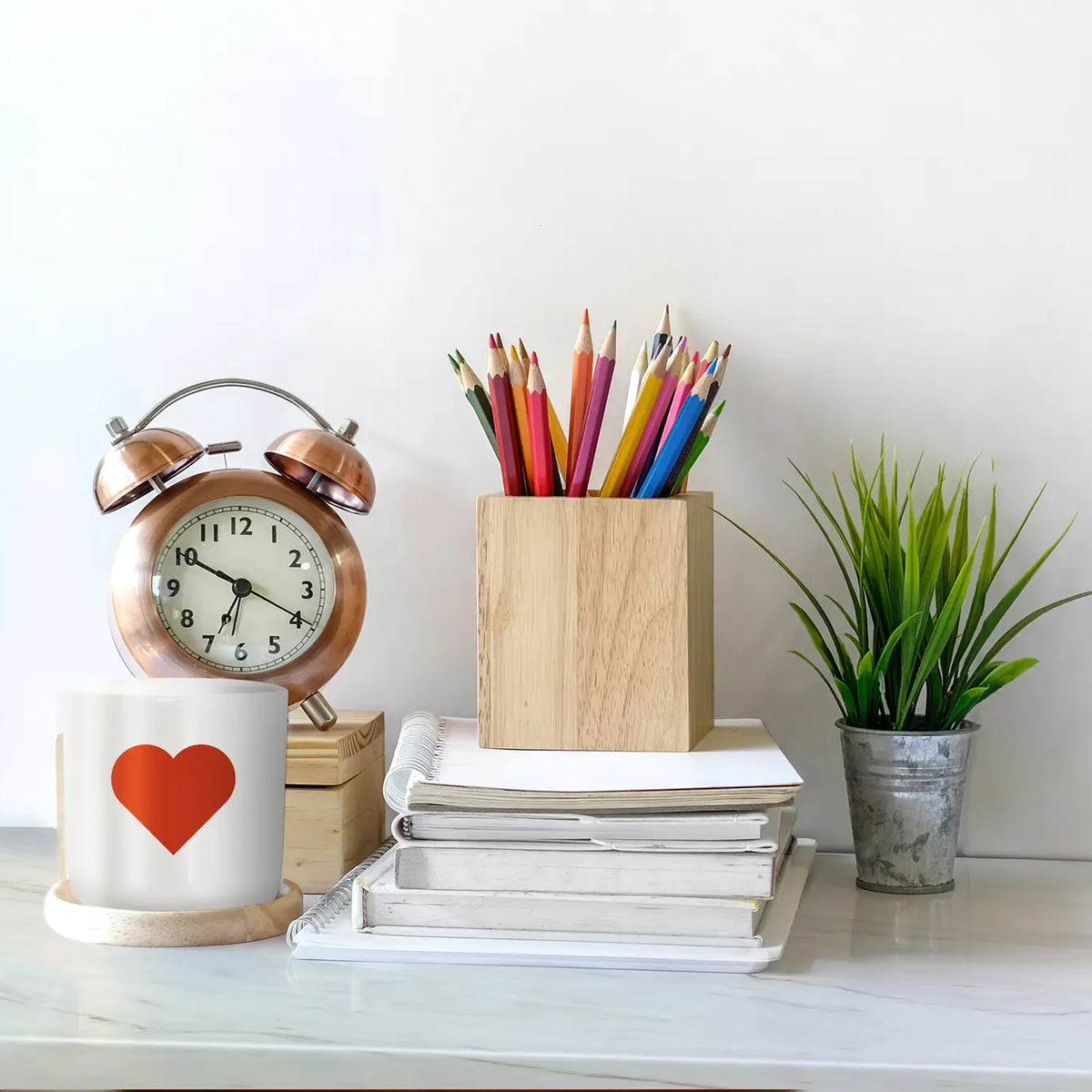 COEUR ROUGE | MUG à café et à thé blanc avec COEUR rouge | Série Lettres et Glyphes | PLTY
