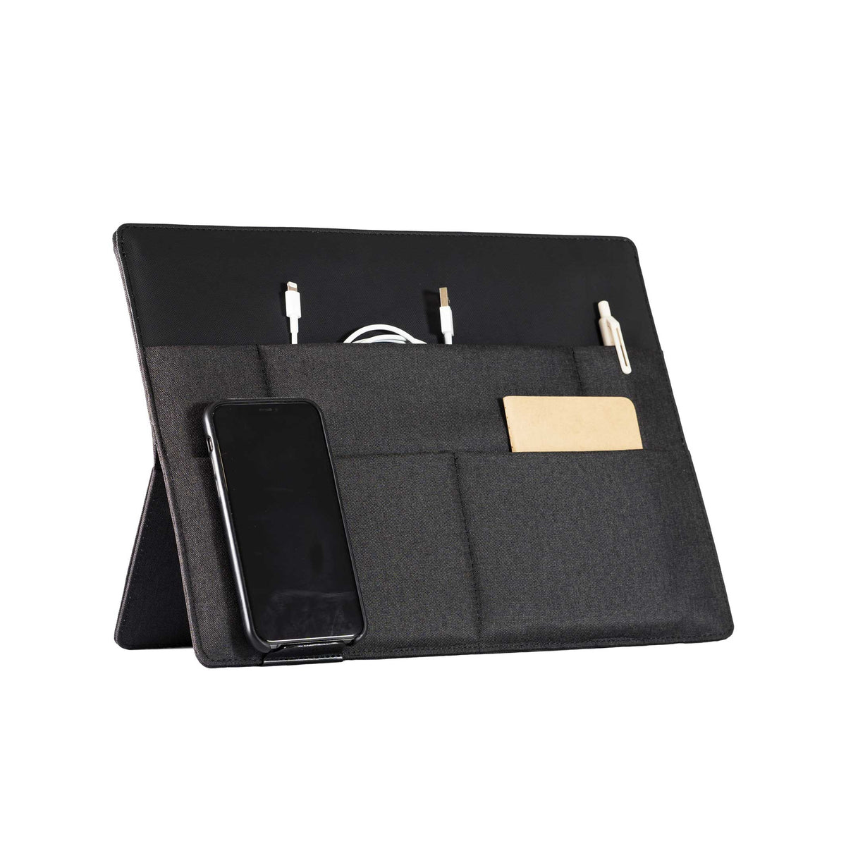 MANCHE DEBOUT | ORGANISATEUR de bureau avec pochette pour ordinateur portable et tablette | 13 ou 15" | bleu