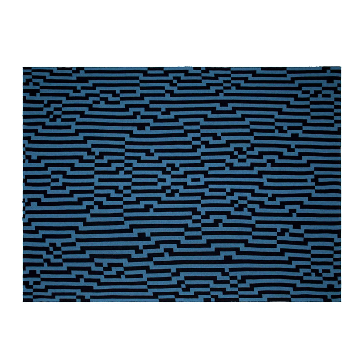 BITMAP ZOOM IN 5 - COUVRE-LIT bleu et noir - 180x140 cm - 100% Laine Mérinos | Cristian Zuzunaga