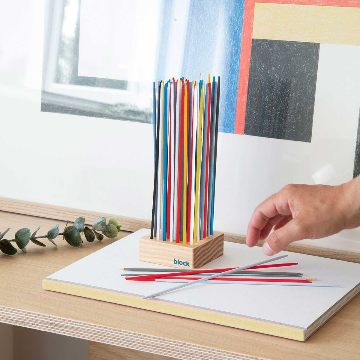 PICK UP STICKS | MIKADO SPIEL m. 49 Holz-Stäbchen | Block Design