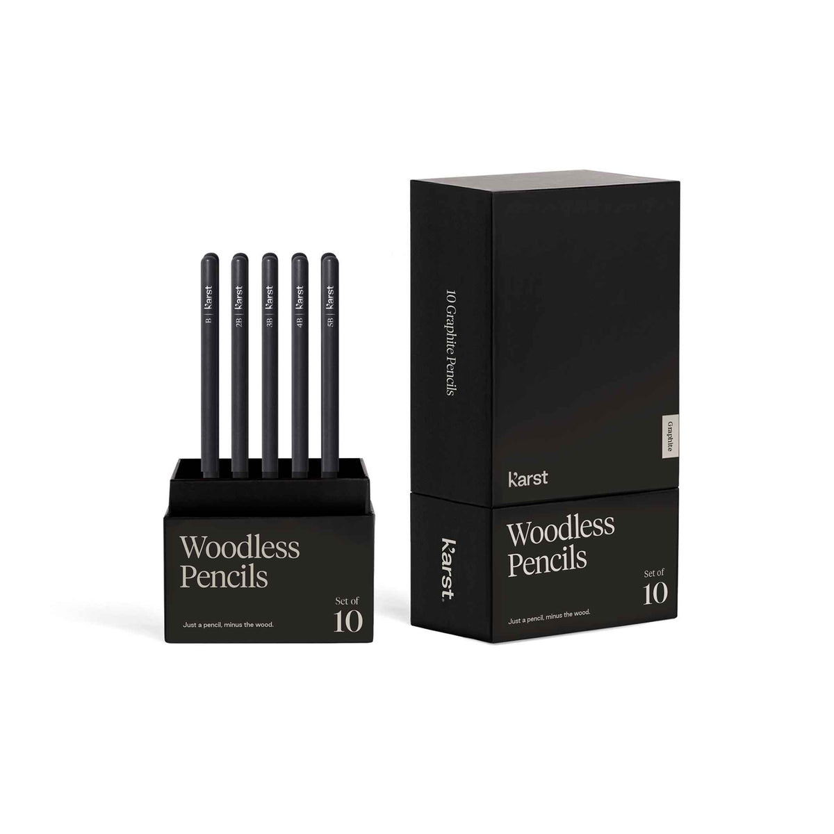 WOODLESS PENCILS - holzfreies Graphit-BLEISTIFT-SET - 10 Stück von HB bis 10B | KarstGoods