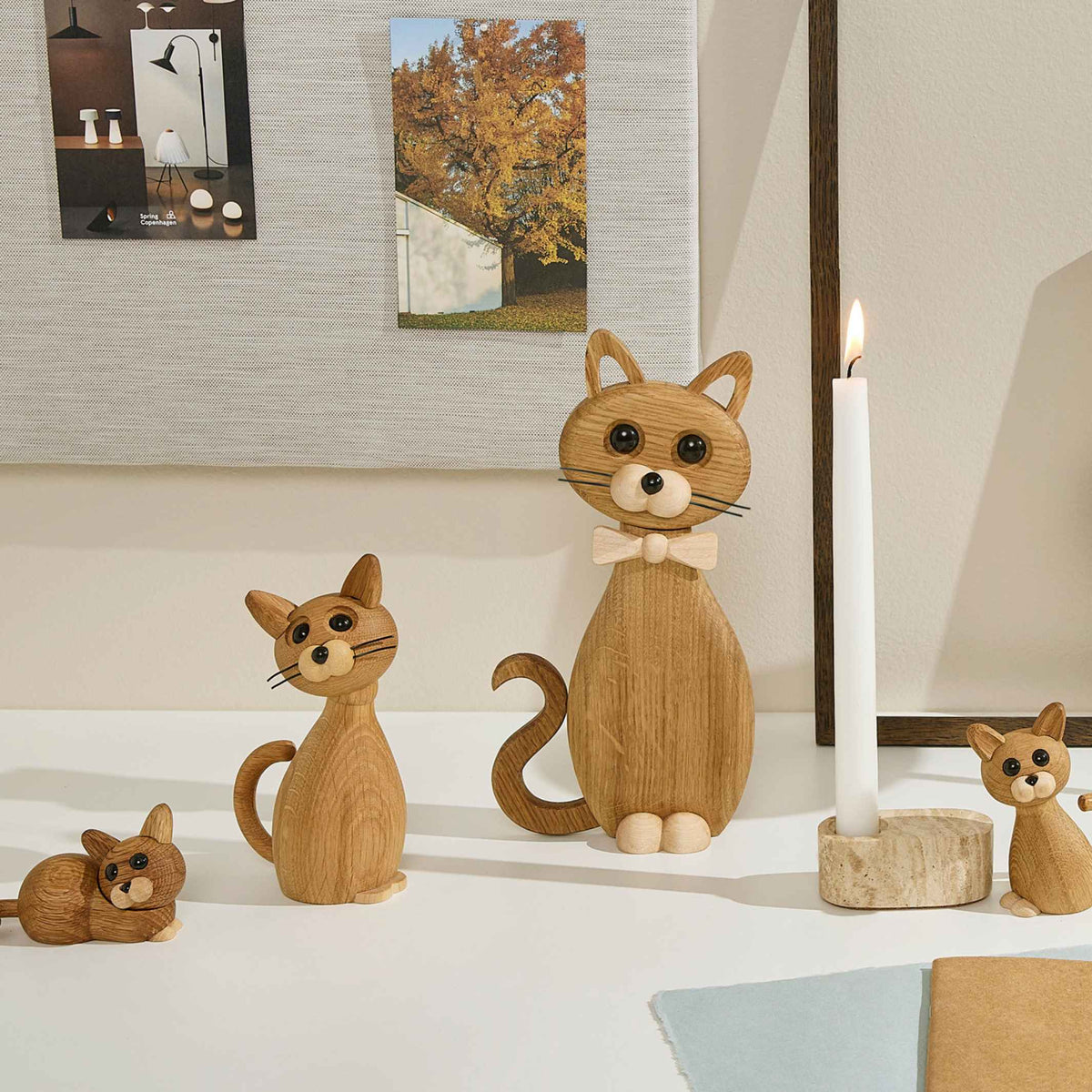 Wooden Cat Ornament Lucky – Oak · 24 cm | Spring Copenhagen