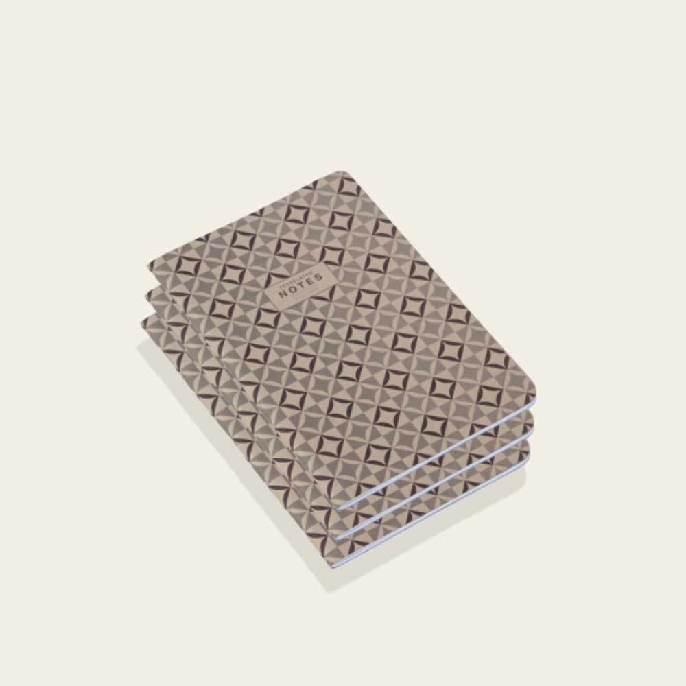 Tesselated Notes | 3er Set | beige linierte NOTIZBÜCHER | Octàgon Design