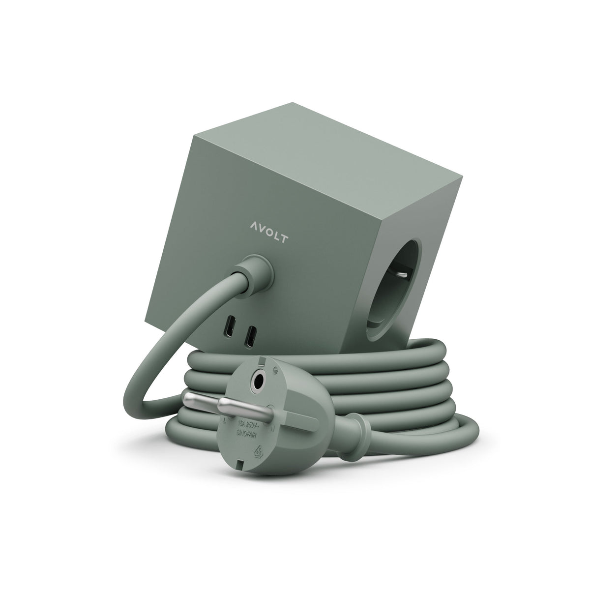 SQUARE 1 - Multiprise 3 prises - magnétique, vert CUBE - 2x USB-C 30W &amp; câble de connexion 1,8m | Avolt