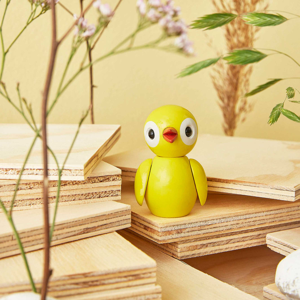 Deco Bird "Youthful Yellow" – Beech · 6.5 cm | Spring Copenhagen