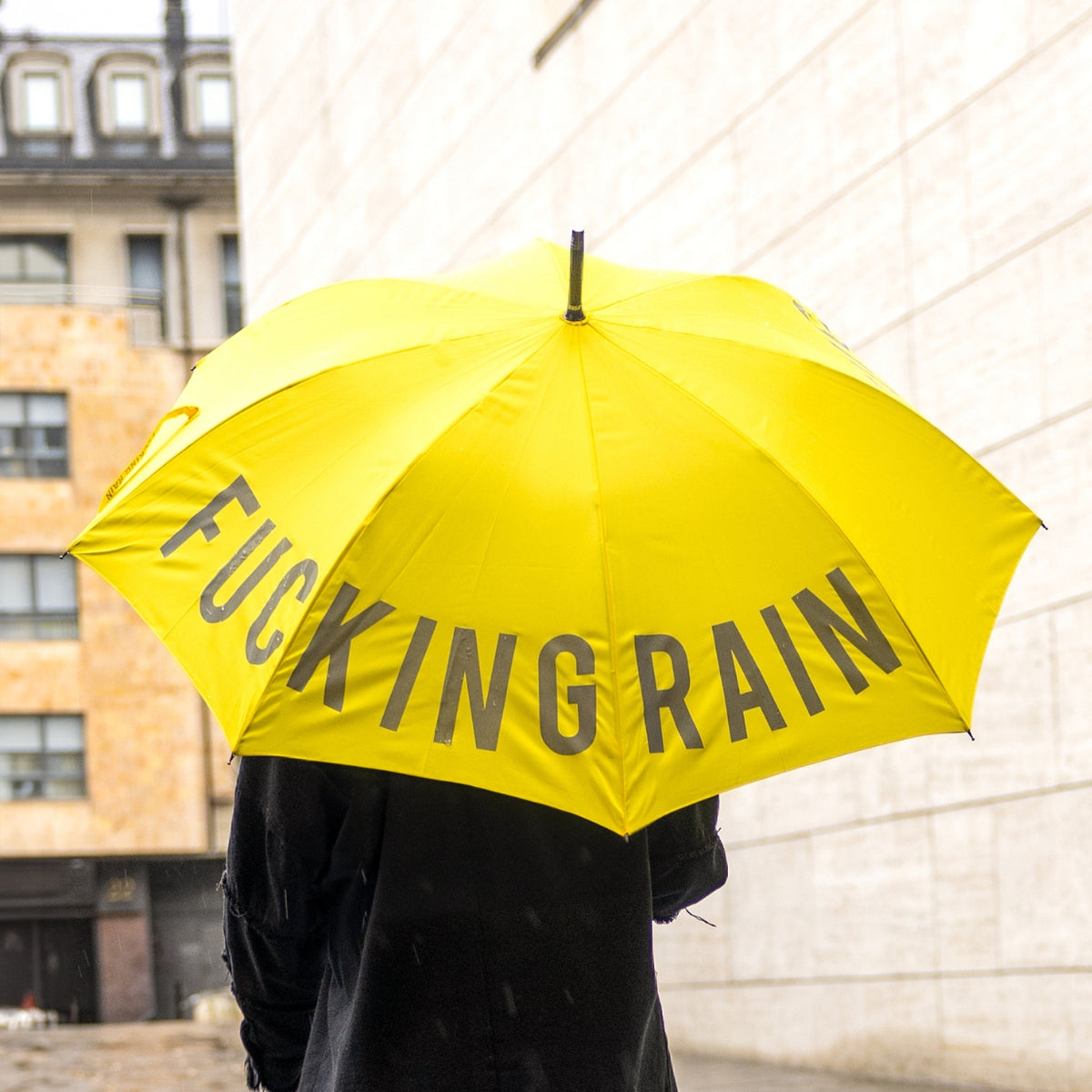 Umbrella "Fucking Rain" – Yellow · Statement · Ø 106 cm | Fisura