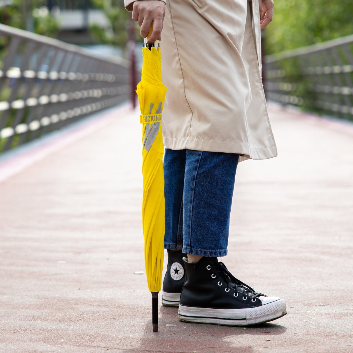 Umbrella "Fucking Rain" – Yellow · Statement · Ø 106 cm | Fisura