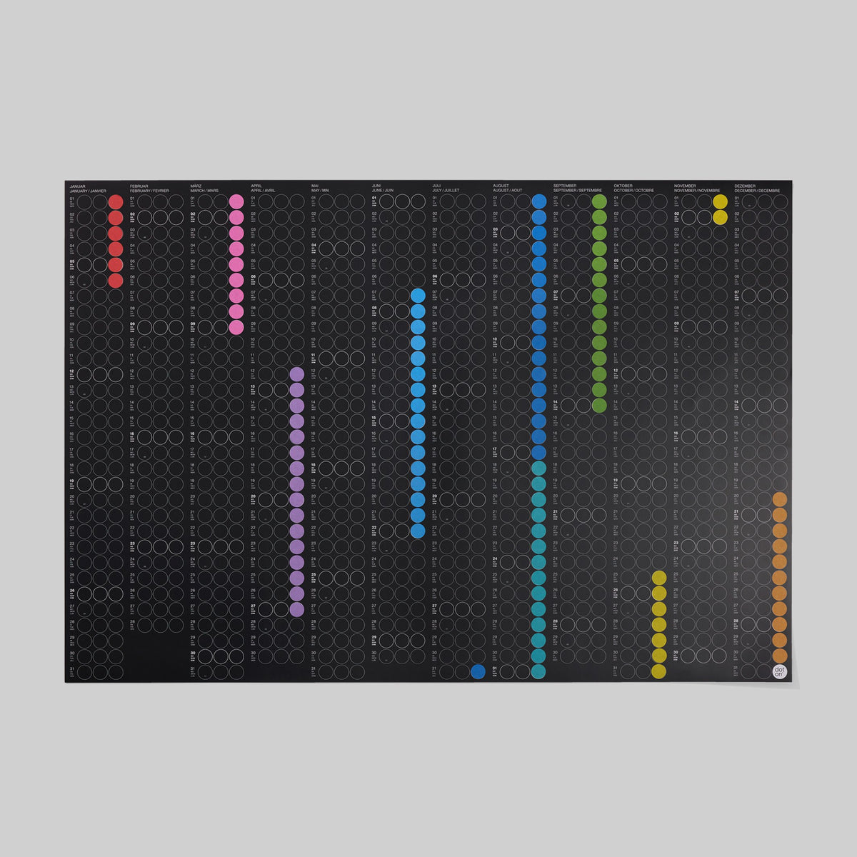 CLASSIC RAINBOW - Agenda annuel - Format paysage | point sur