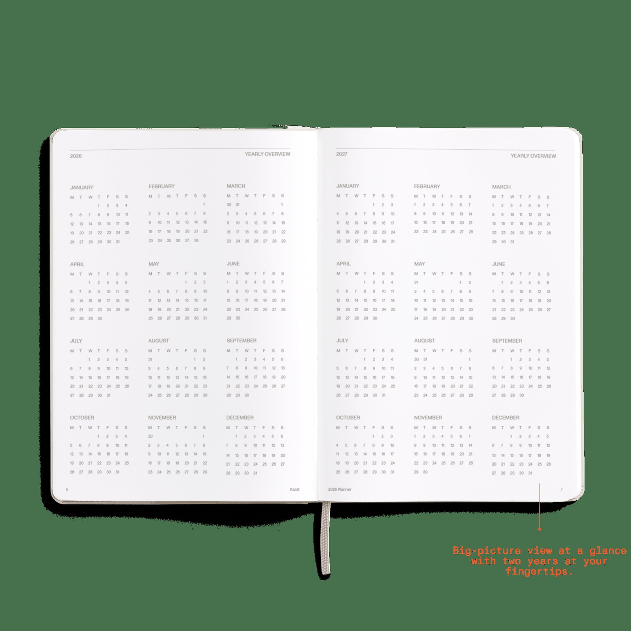 DAILY PLANNER 2026 LATTE - two-piece Daily Planner & Calendar Set - Hardcover A5 | KarstGoods