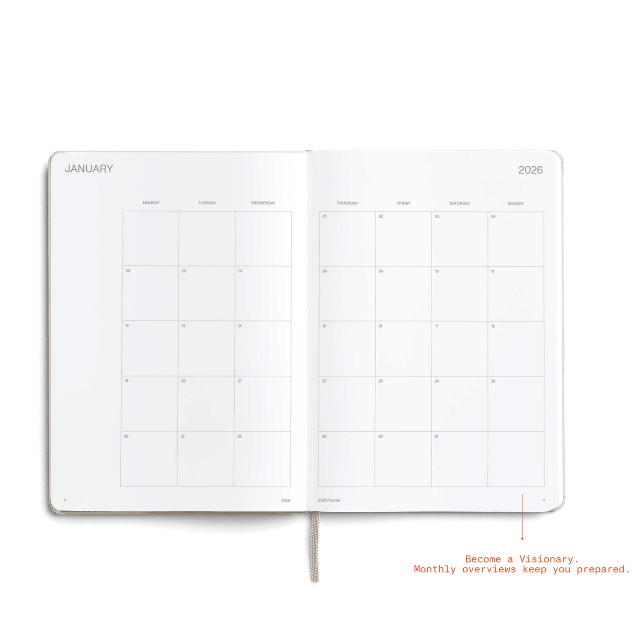 DAILY PLANNER 2026 LATTE - two-piece Daily Planner & Calendar Set - Hardcover A5 | KarstGoods