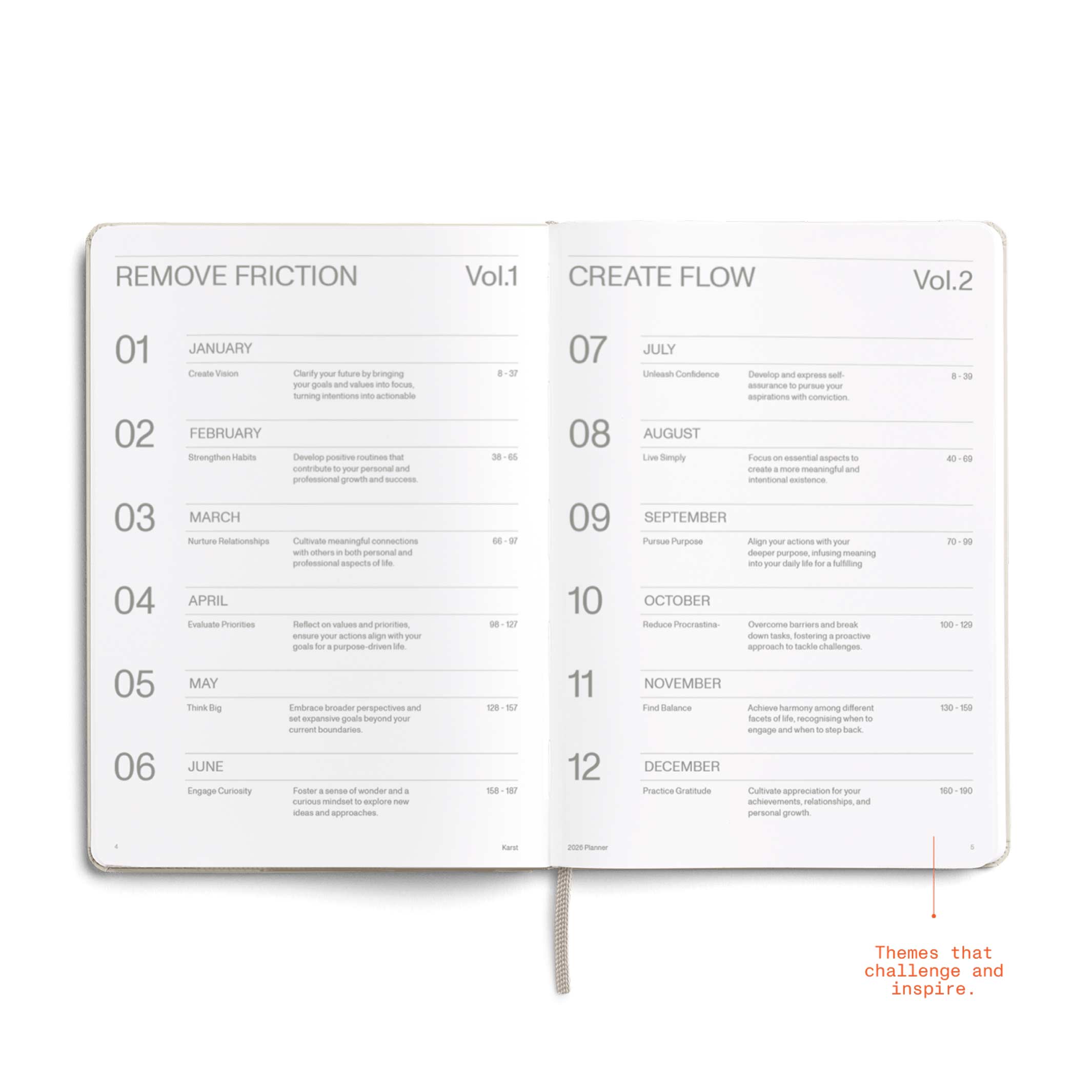 DAILY PLANNER 2026 LATTE - two-piece Daily Planner & Calendar Set - Hardcover A5 | KarstGoods