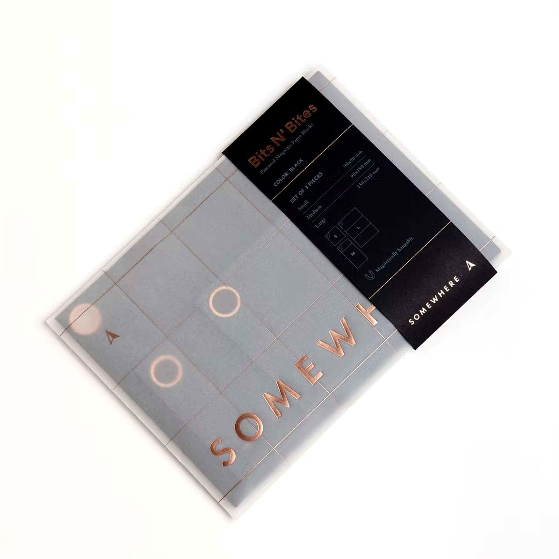 BITS N' BITES - Magnetic Memo Pads - set of 3 in black | Somewhere