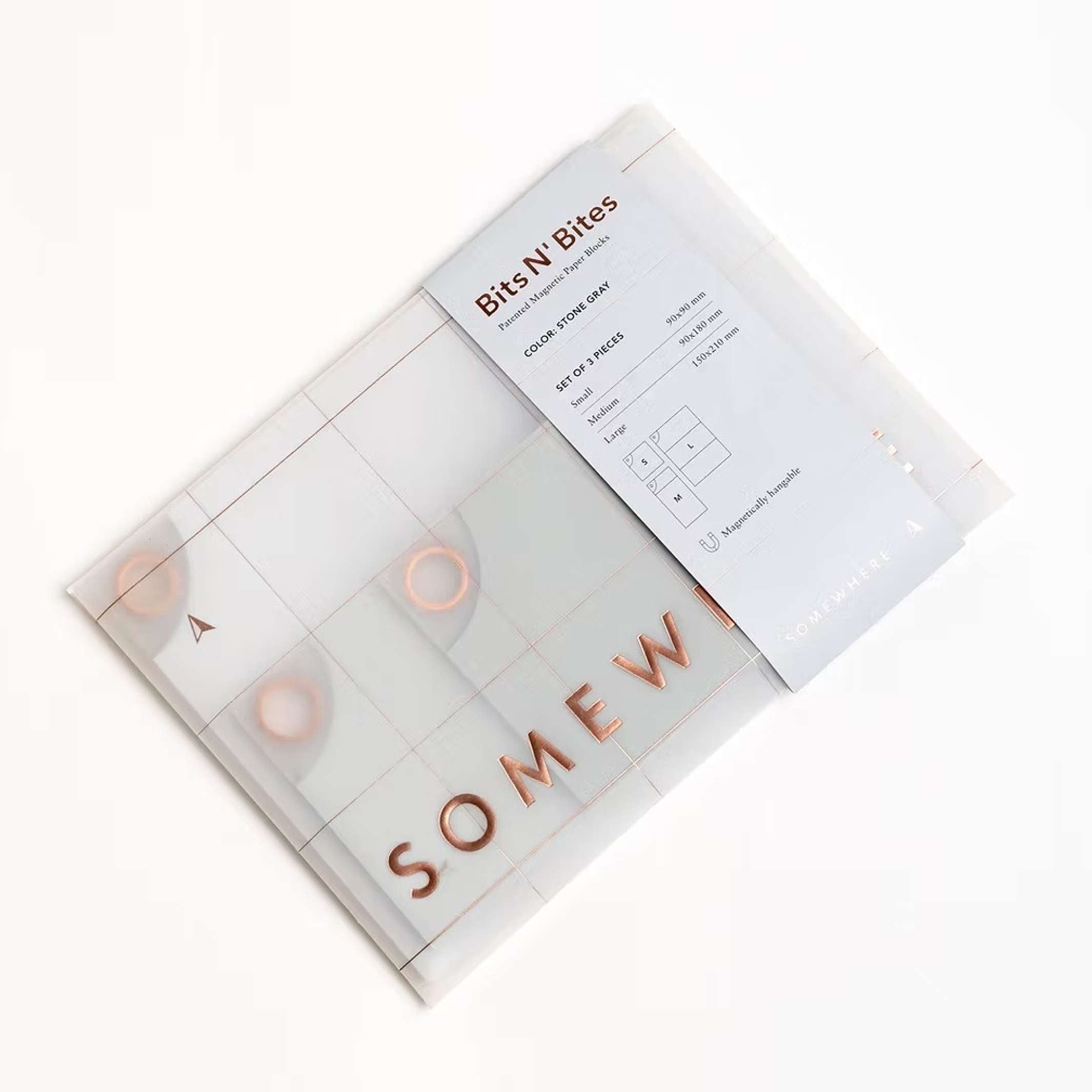 BITS N' BITES - Magnetic Memo Pads - set of 3 in stone gray | Somewhere