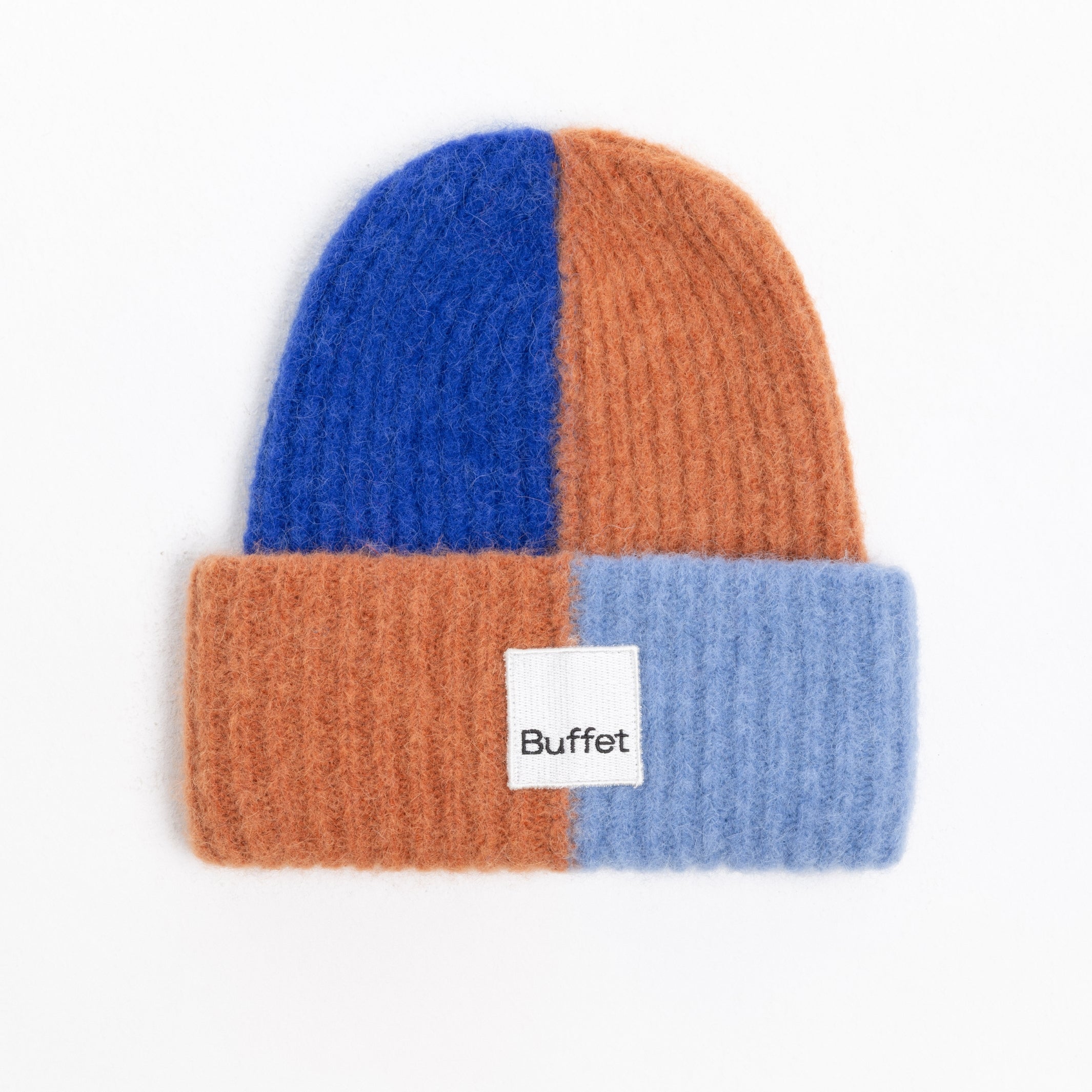 CHUNKY ALPACA BEANIE - Colorblock Blue | Buffet Clothing