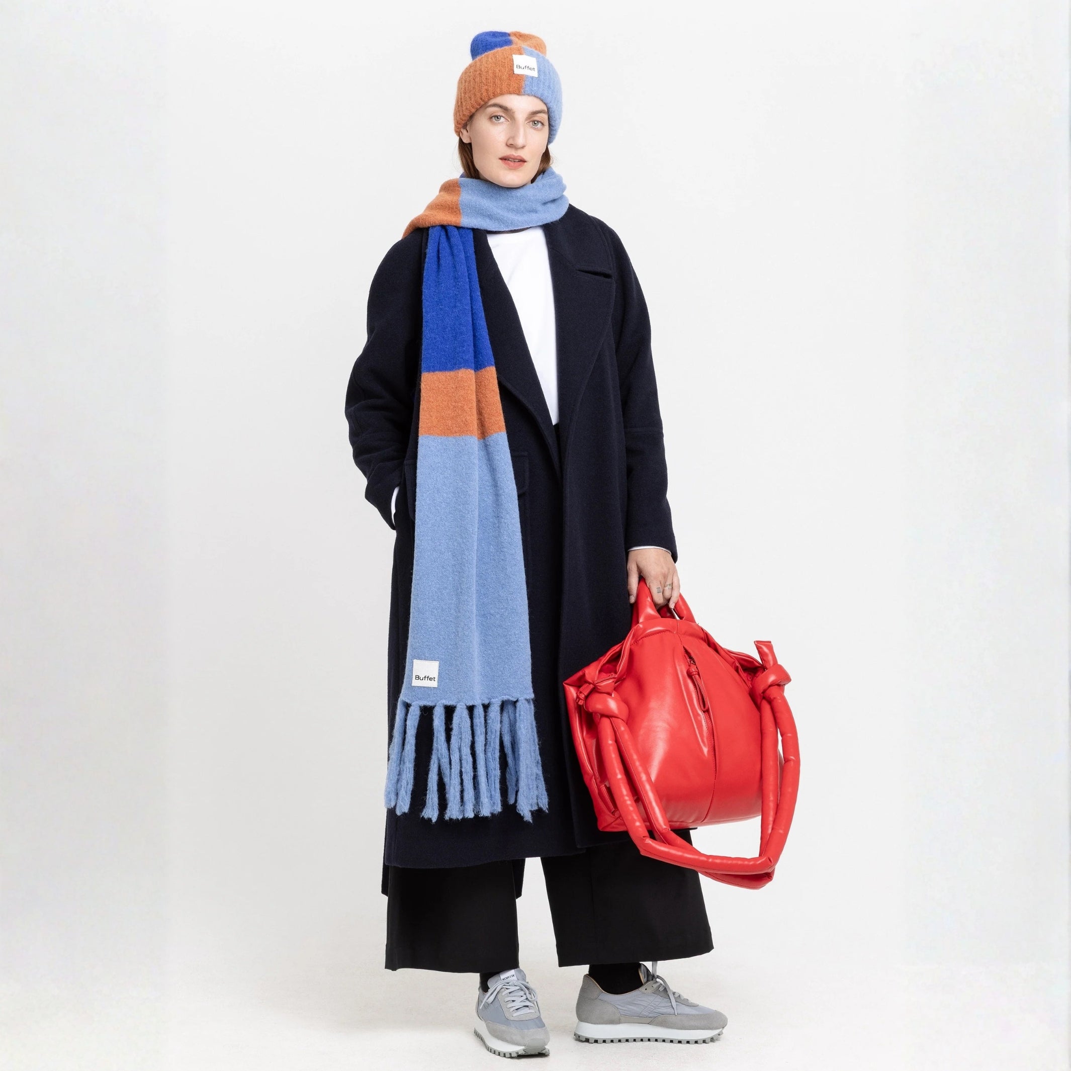 ALPACA MAXI - wool scarf - colorblock blue | Buffet Clothing
