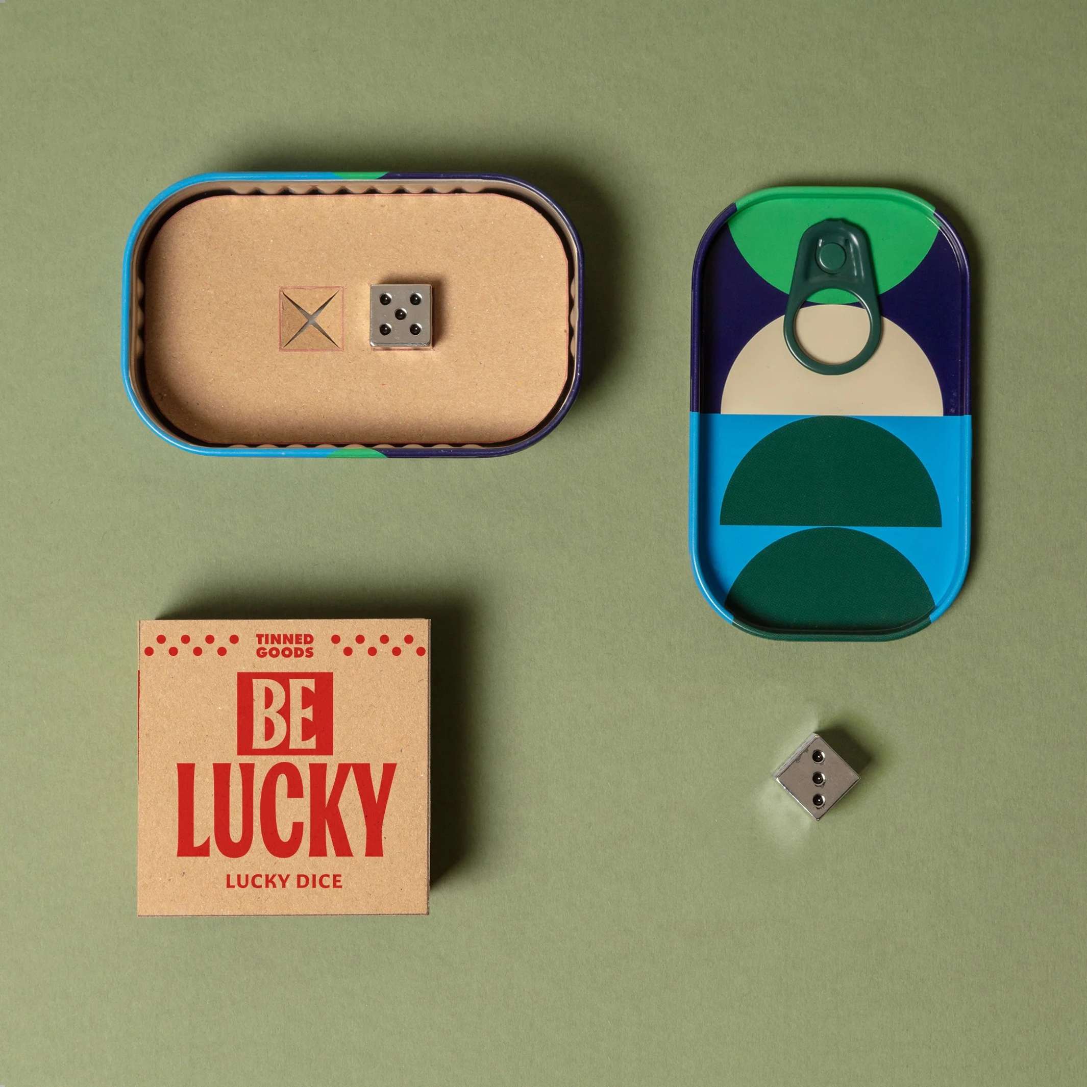Dice Set "Be Lucky" – Metal · in Tin | Block Design