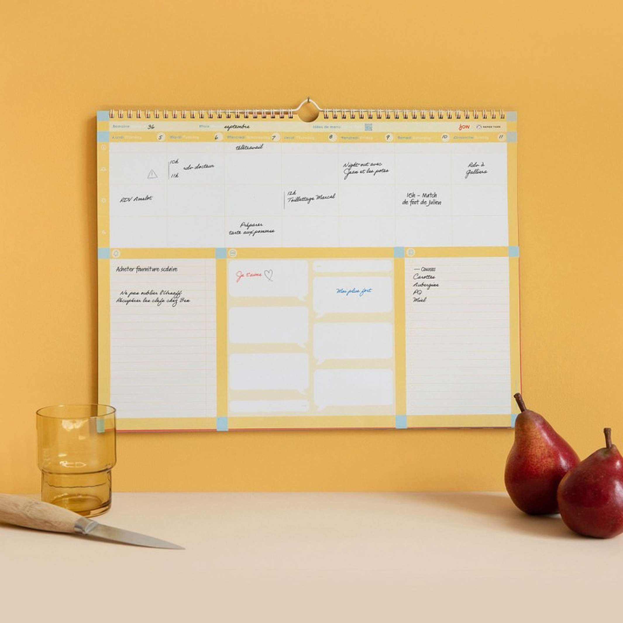 LE PLANNING HEBDO - zeitloser Wochen-Wand-Planer - 40x31 cm | Papier Tigre