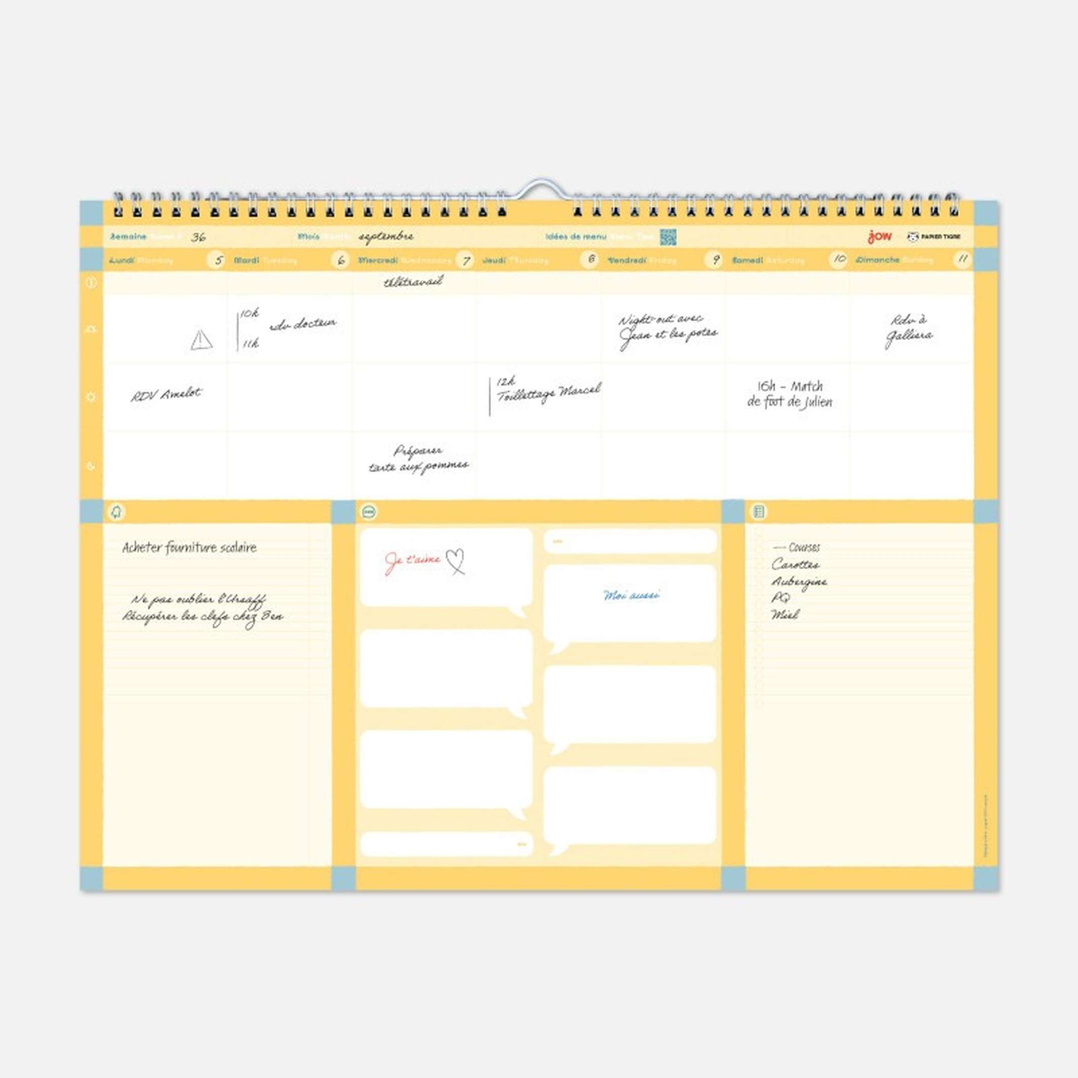 LE PLANNING HEBDO - zeitloser Wochen-Wand-Planer - 40x31 cm | Papier Tigre