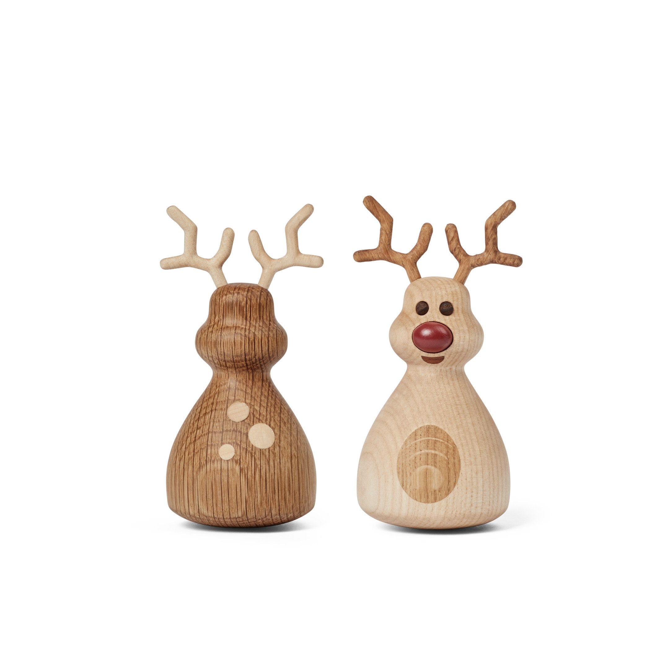 DIZZIE - Light Wood Christmas Decoration Reindeer - Tumble Toy 12 cm high | Thor Høy | Spring Copenhagen
