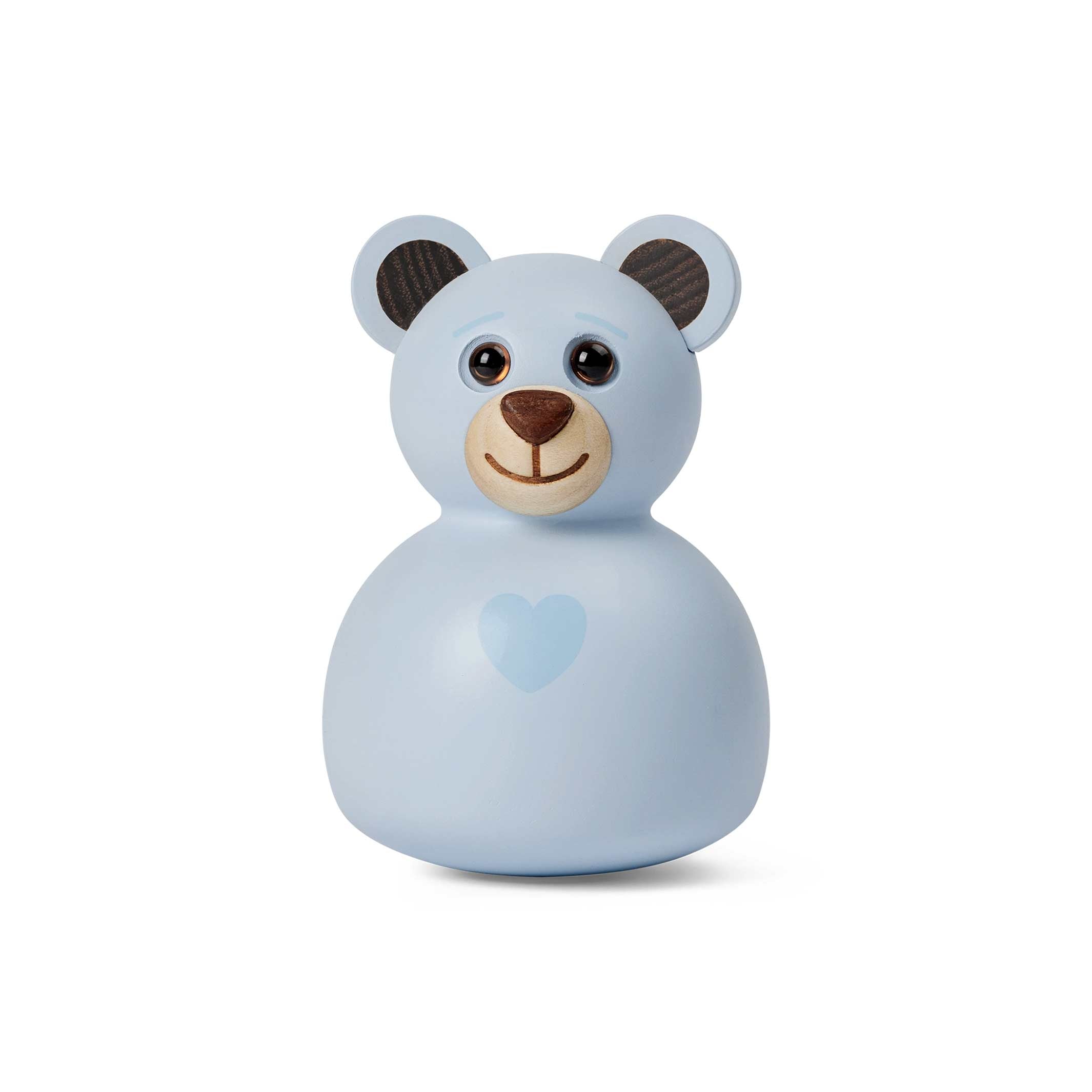 BLUE - Hellblauer Teddybär Stehaufmännchen aus Holz 9 cm hoch - Thor Høy | Spring Copenhagen