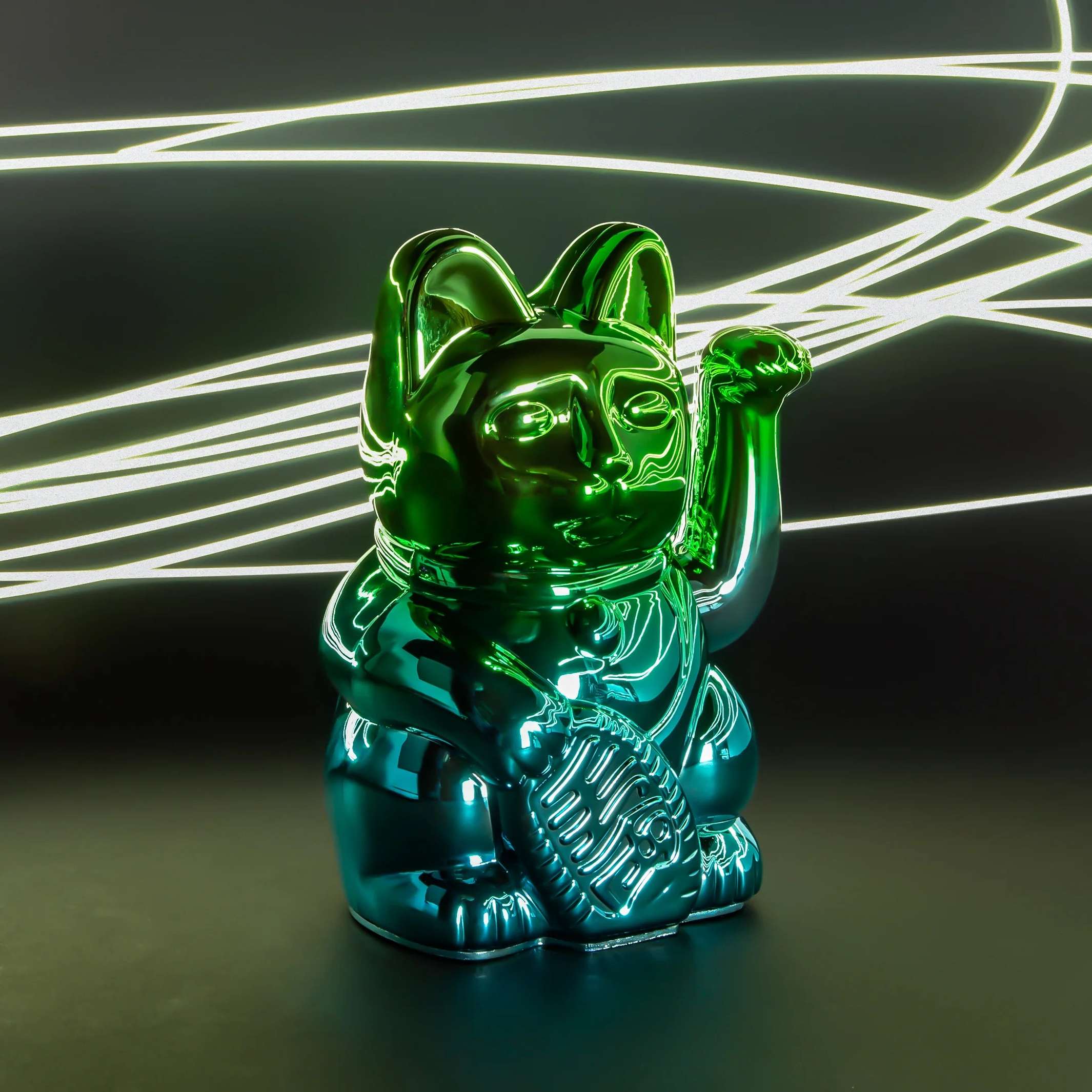 LUCKY CAT GAMING PLAYER 3 - Metallic-colored Japanese Waving Cat - Tal