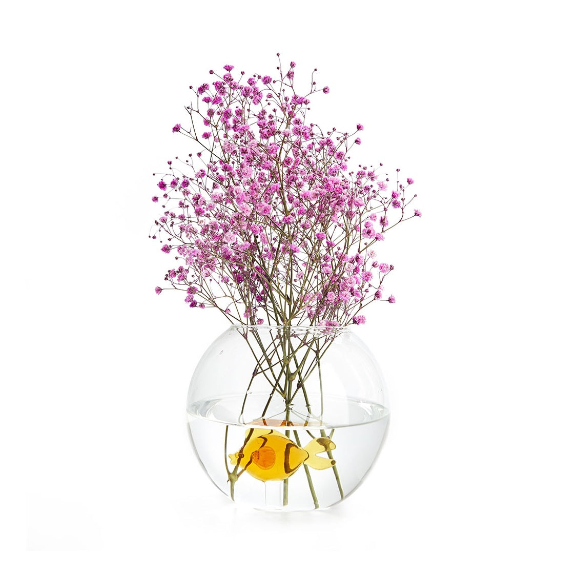 ATLANTIS - round Flower Vase with amber-colored Fish - D=13 cm | BALVI