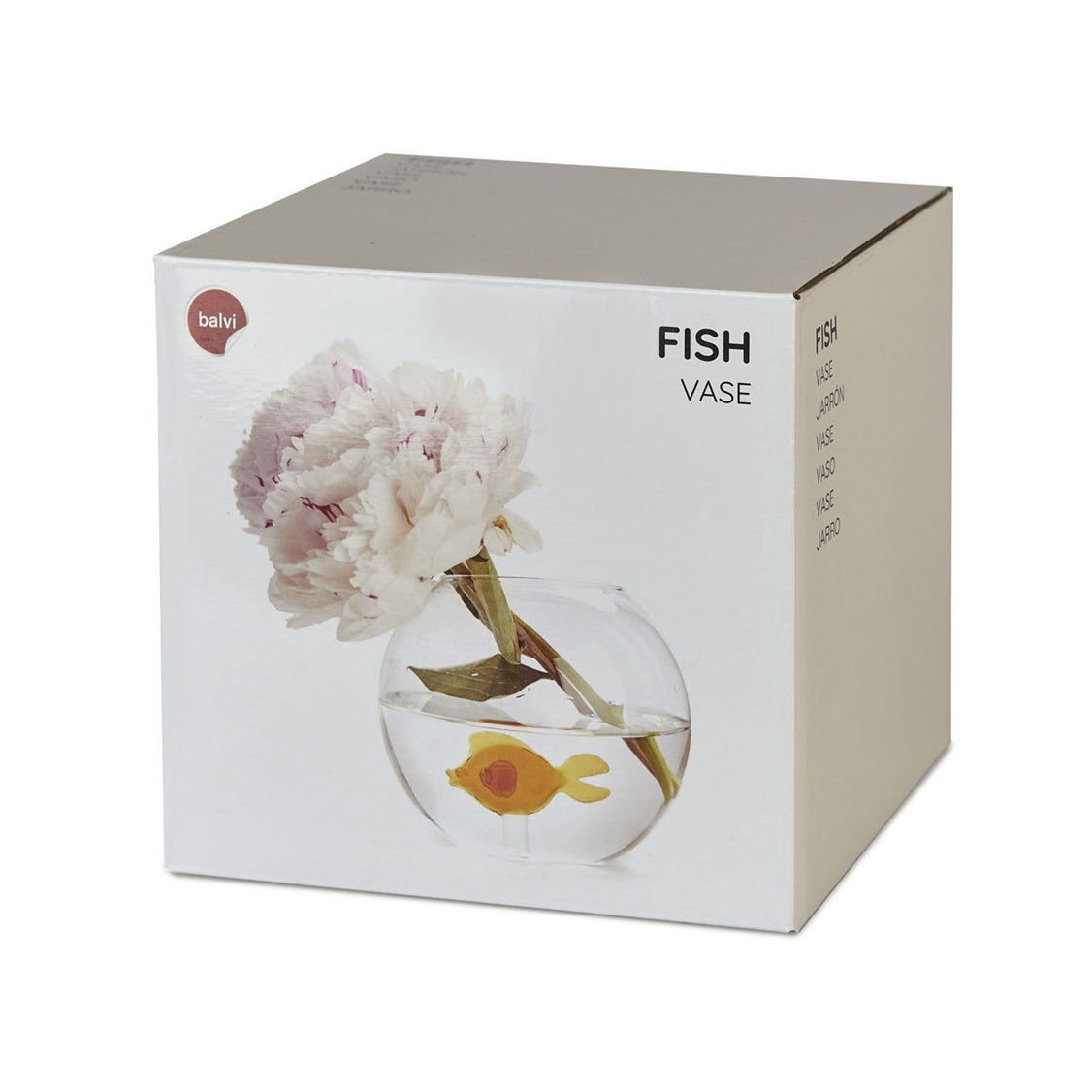 ATLANTIS - round Flower Vase with amber-colored Fish - D=13 cm | BALVI