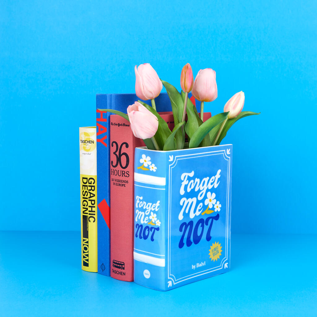 FORGET ME NOT BOOK VASE - Blue Vase in book form - H=20 cm | BALVI