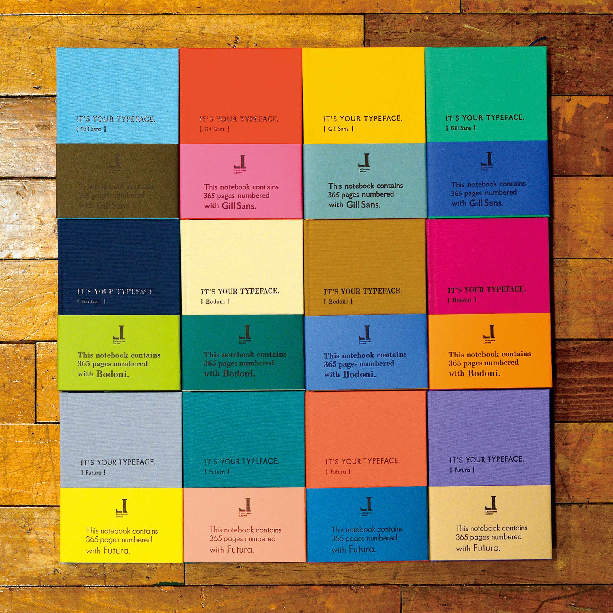 TYPEFACE NOTEBOOK GIL SANS Gelb – Handgefertigtes Letterpress-Notizbuch A6 - Japan | Tomigaya Letterpress