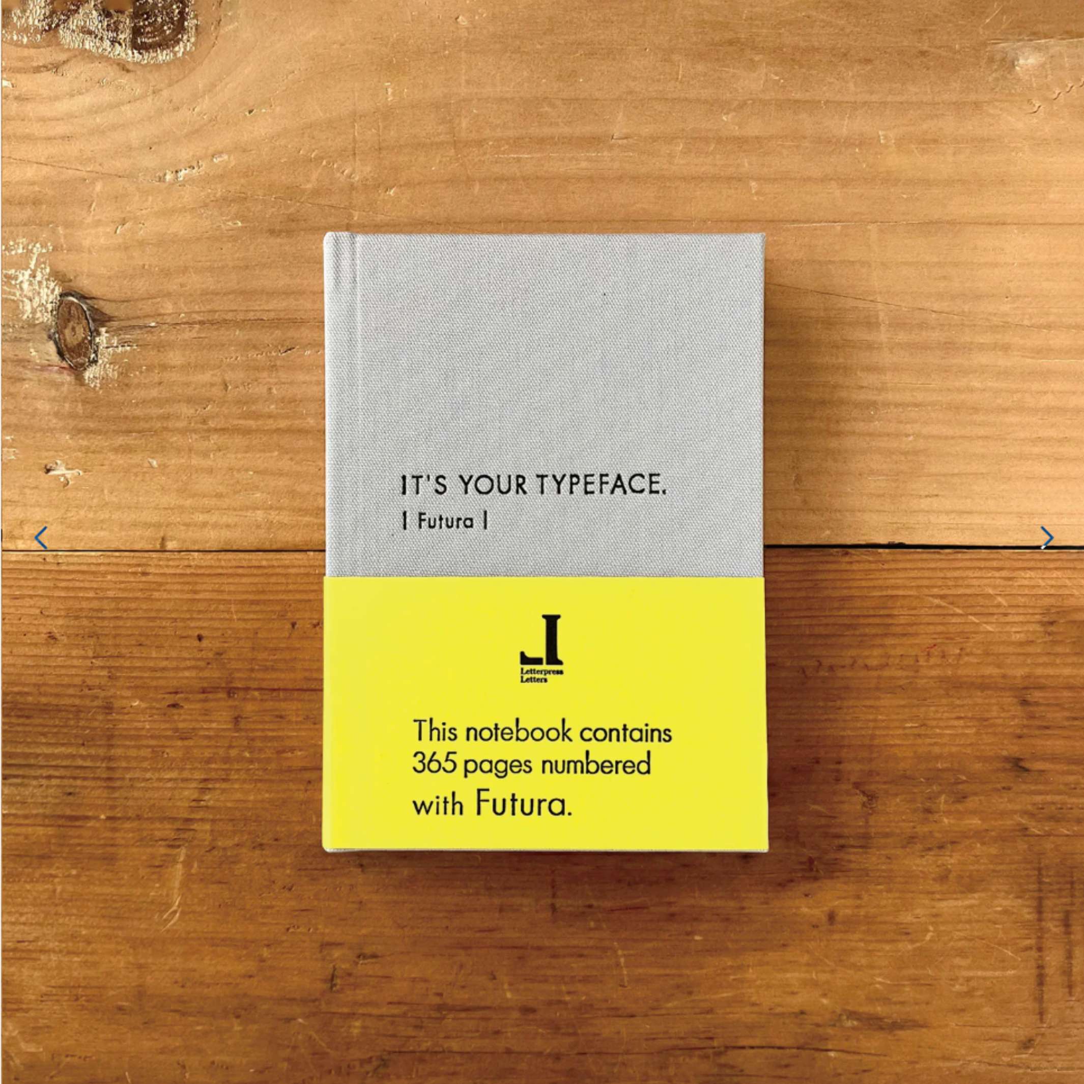 Notebook Typeface Futura – Japan Letterpress, A6 Salmon Grey | Tomigaya · Graphic Design Gift