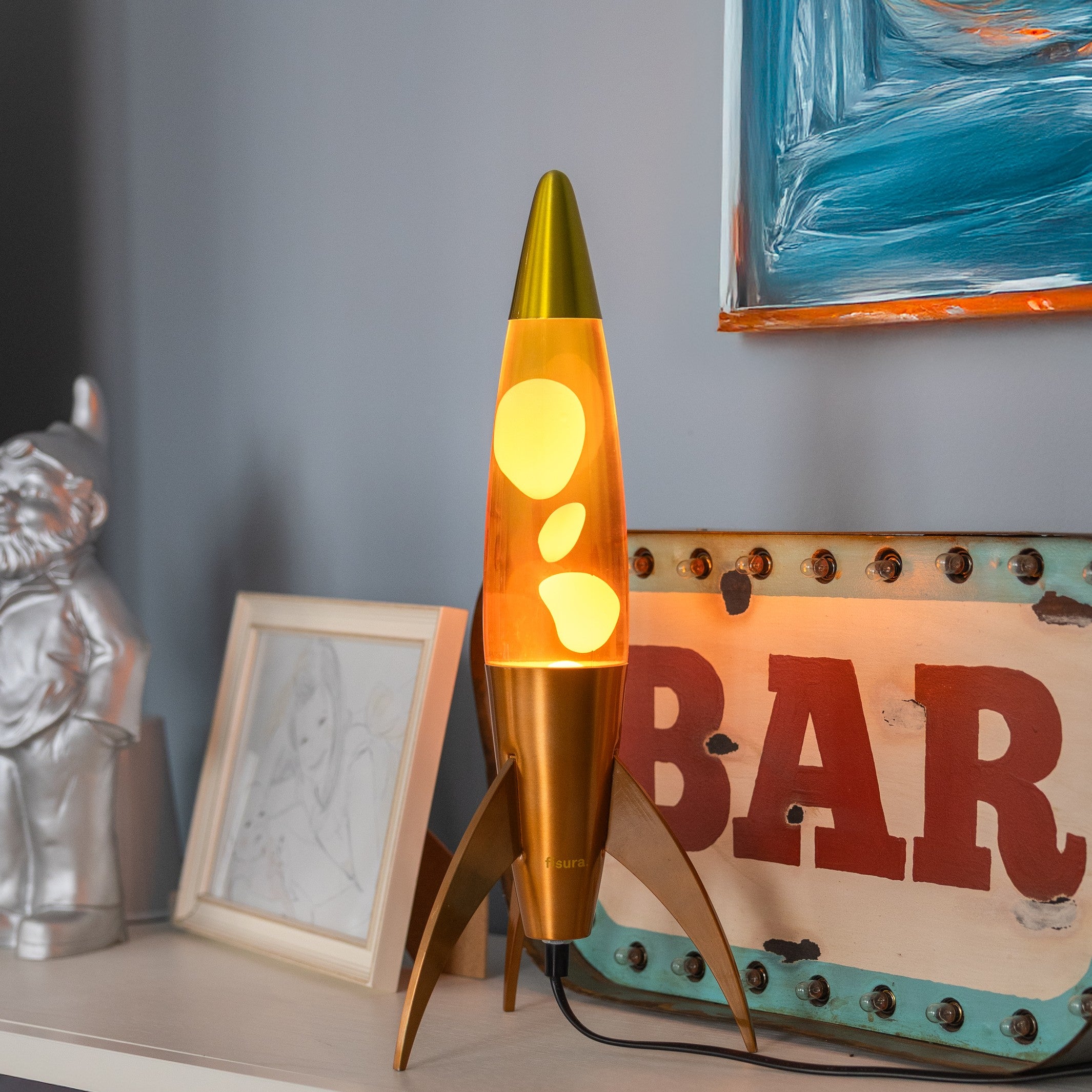 Lava Lamp Rocket – Orange Gradient · 45 cm | Fisura
