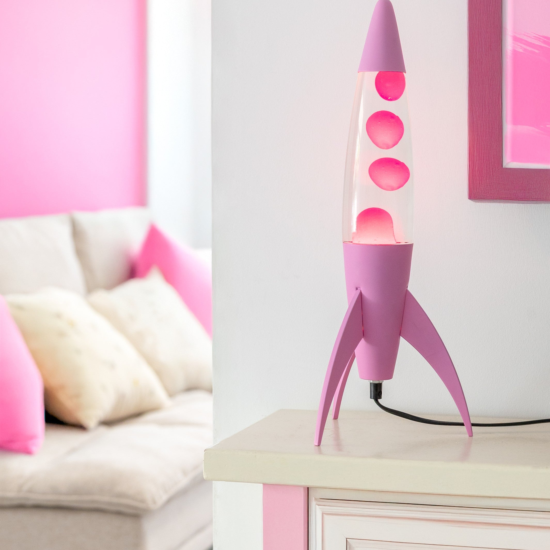 Lava Lamp Rocket – Pink Monochrome · Retro · 45 cm | Fisura · Table Lamp