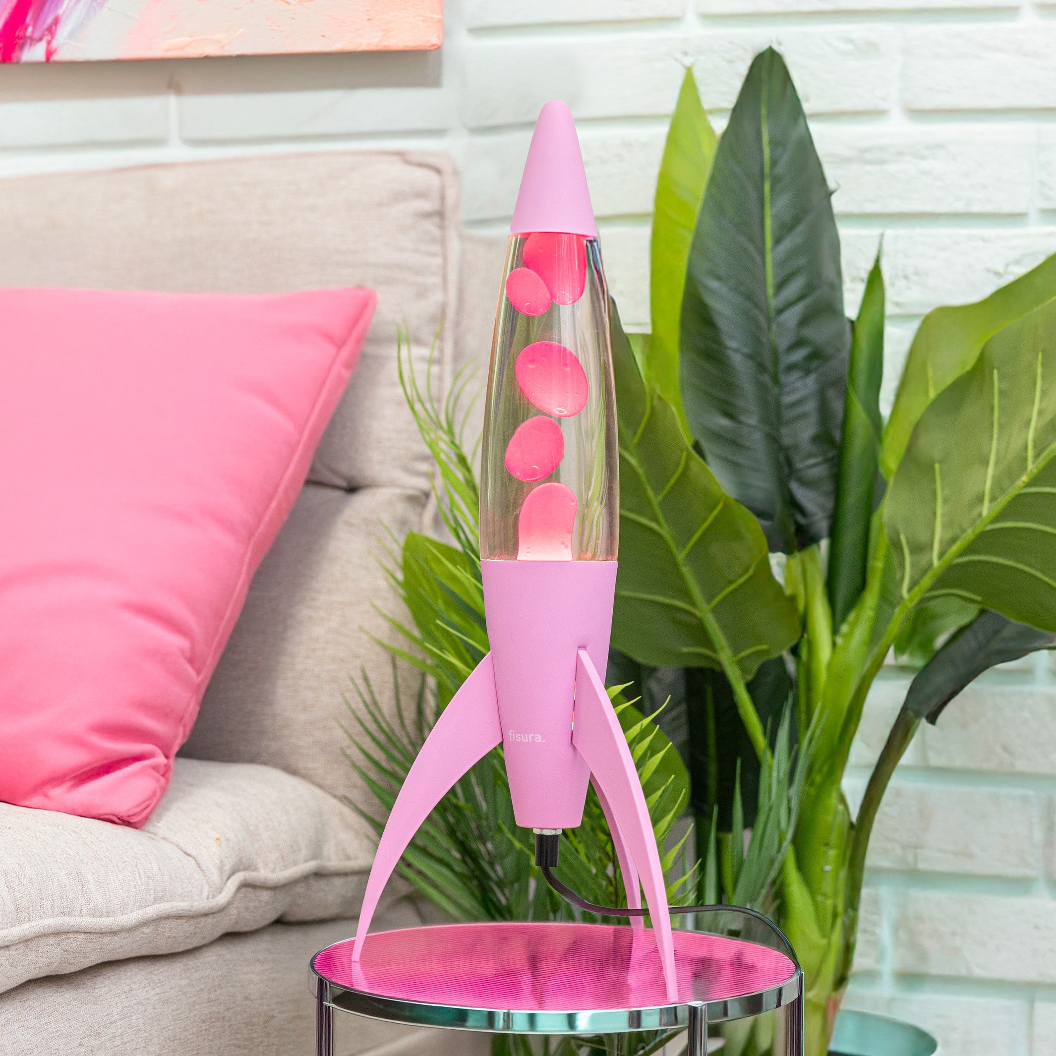 Lava Lamp Rocket – Pink Monochrome · Retro · 45 cm | Fisura · Table Lamp
