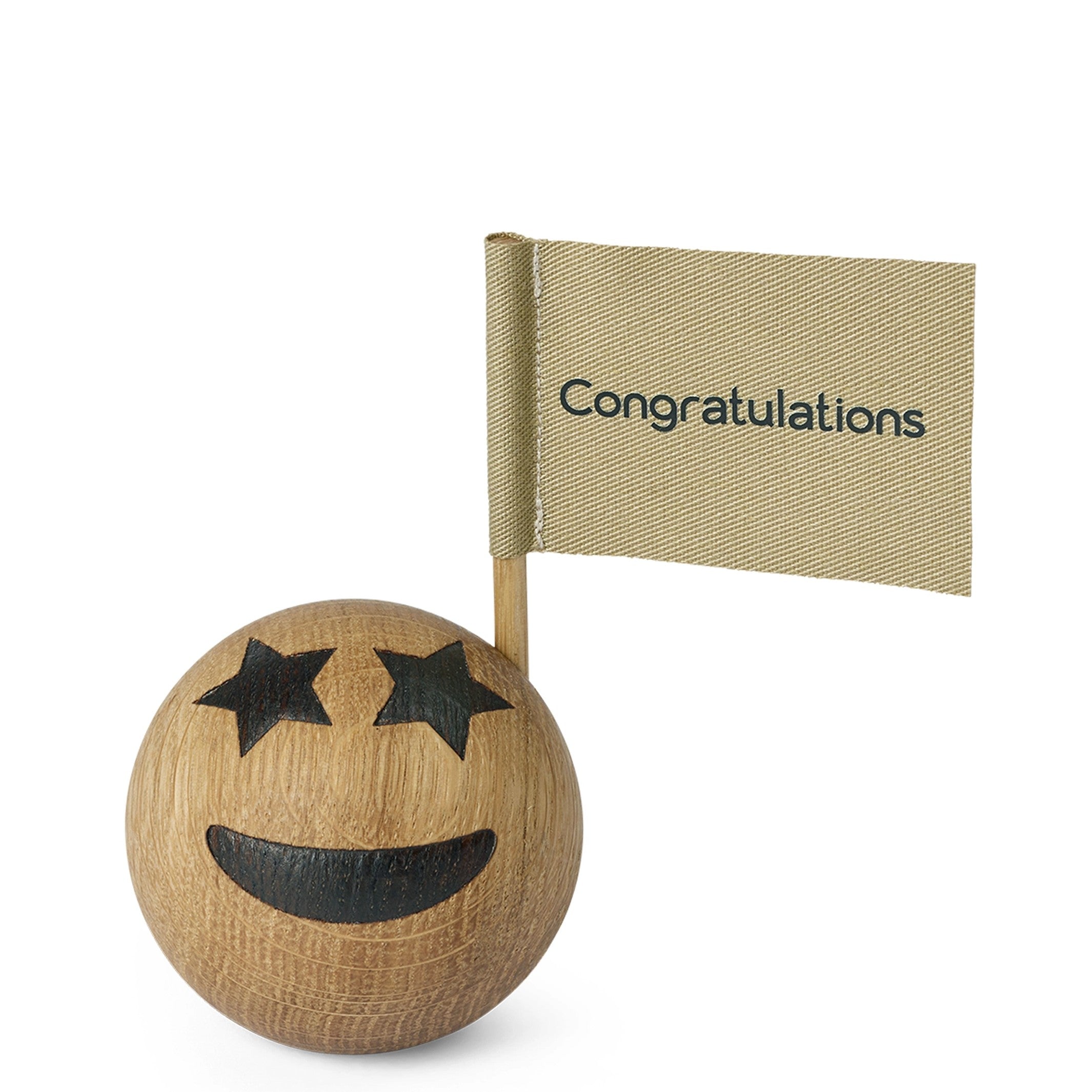 Wooden Emoticon Congratulations – Oak · Ø 5 cm | Spring Copenhagen