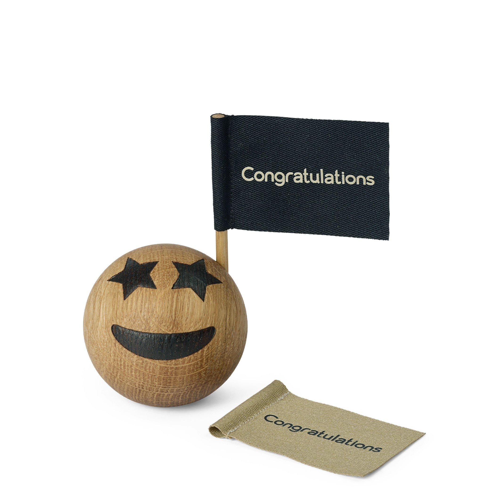 Wooden Emoticon Congratulations – Oak · Ø 5 cm | Spring Copenhagen