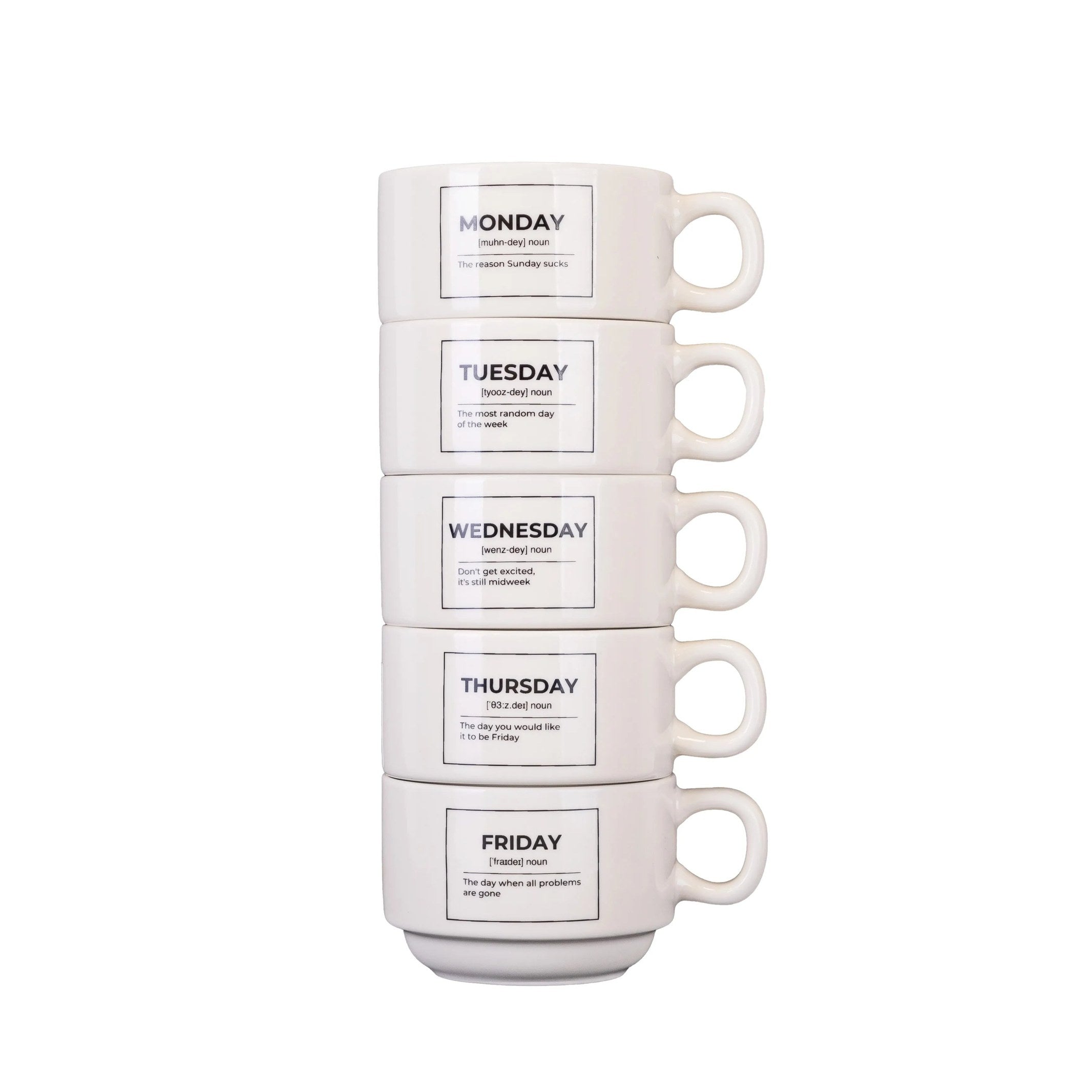 Mug Set "Days of the Week" – Set of 5 · Ceramic | Fisura