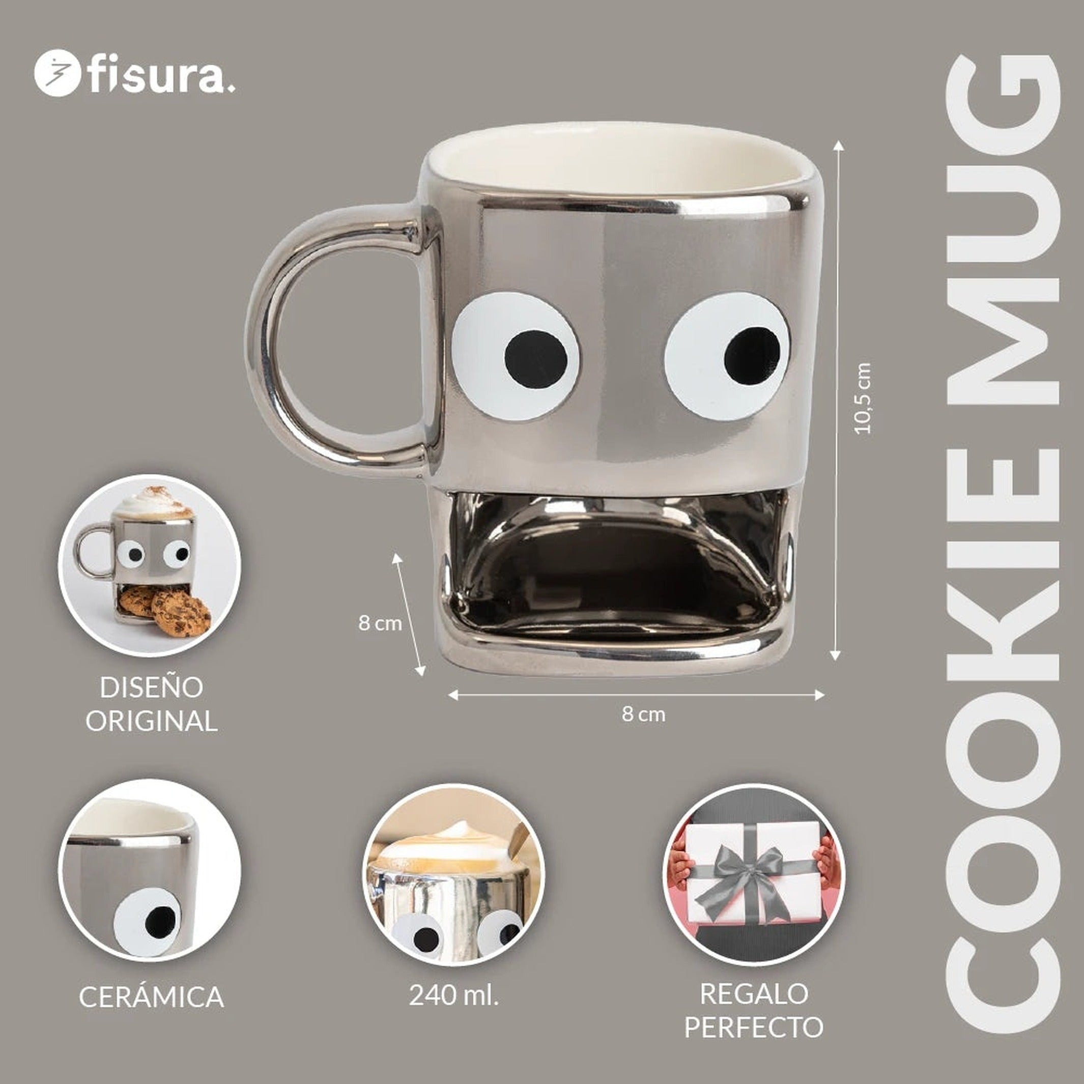 Cookie Mug – Silver · Ceramic · Cookie Pocket | Fisura