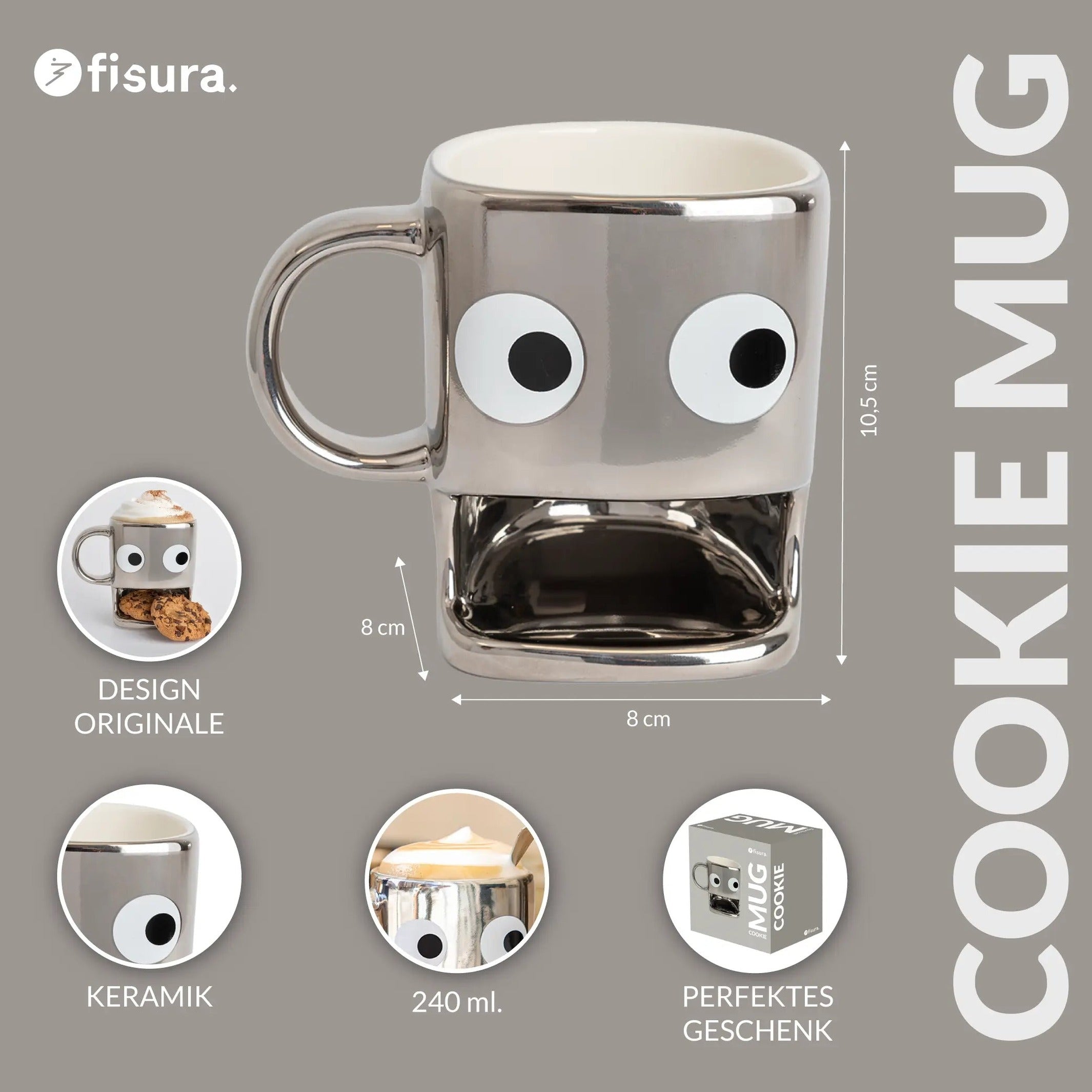 Cookie Mug – Silver · Ceramic · Cookie Pocket | Fisura