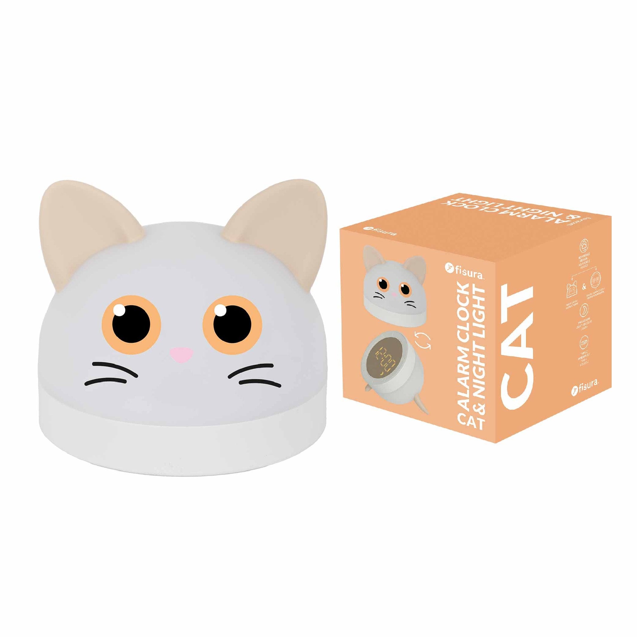 Kinderwecker Katze – Nachtlicht · Silikon · 11 cm | Fisura
