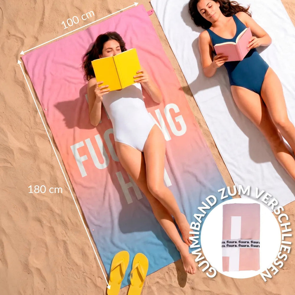Strandtuch "It's Fucking Hot" – Mikrofaser · 180 × 100 cm | Fisura