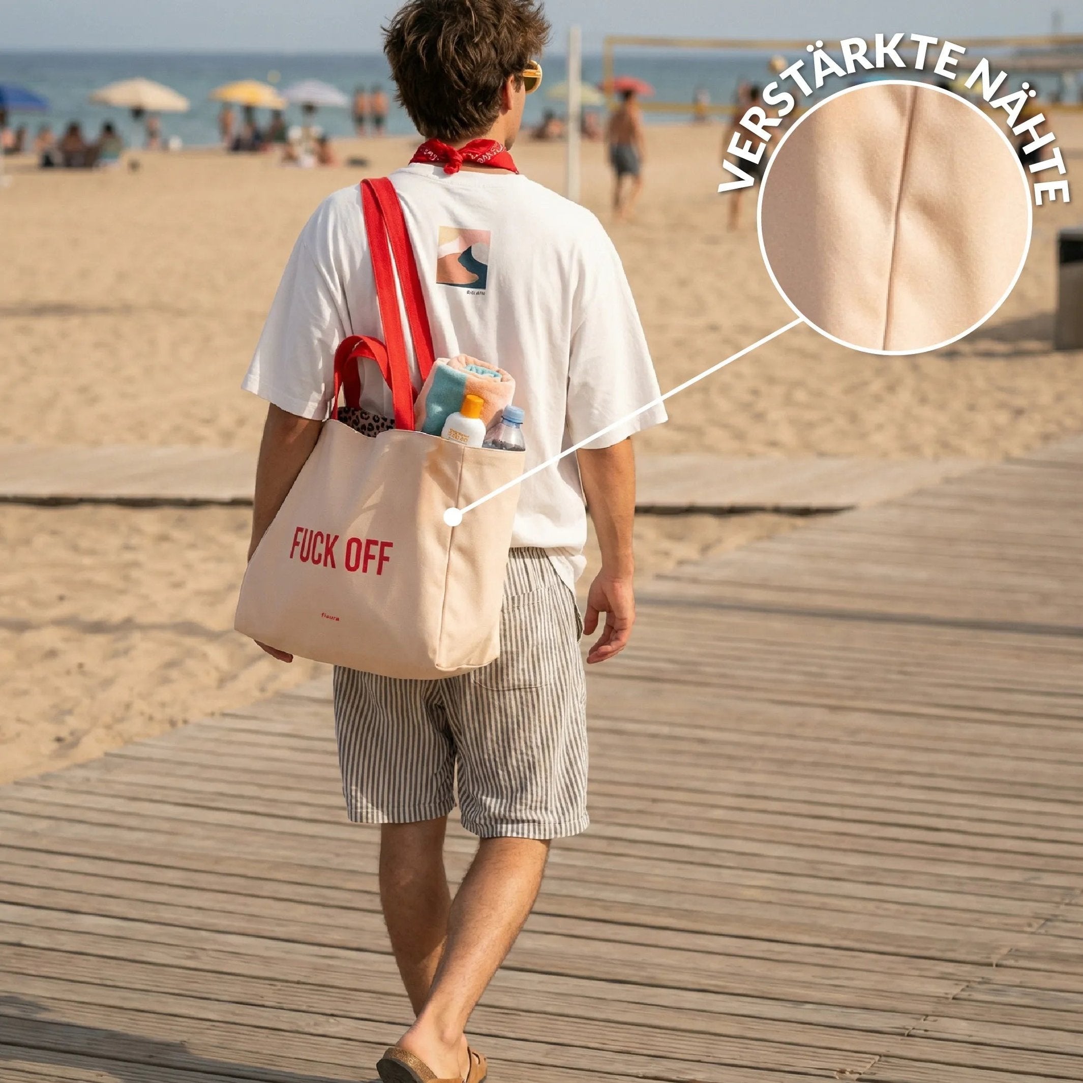 Beach Bag "Fuck Off" – Reversible · 36 × 31.5 cm | Fisura