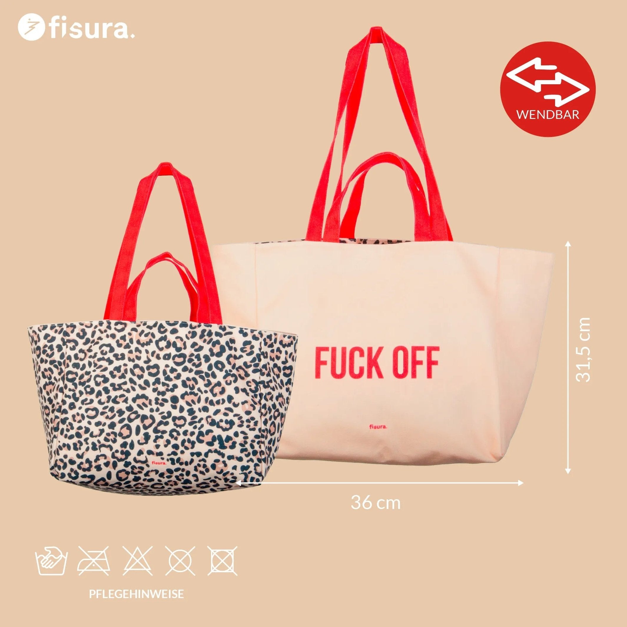 Beach Bag "Fuck Off" – Reversible · 36 × 31.5 cm | Fisura
