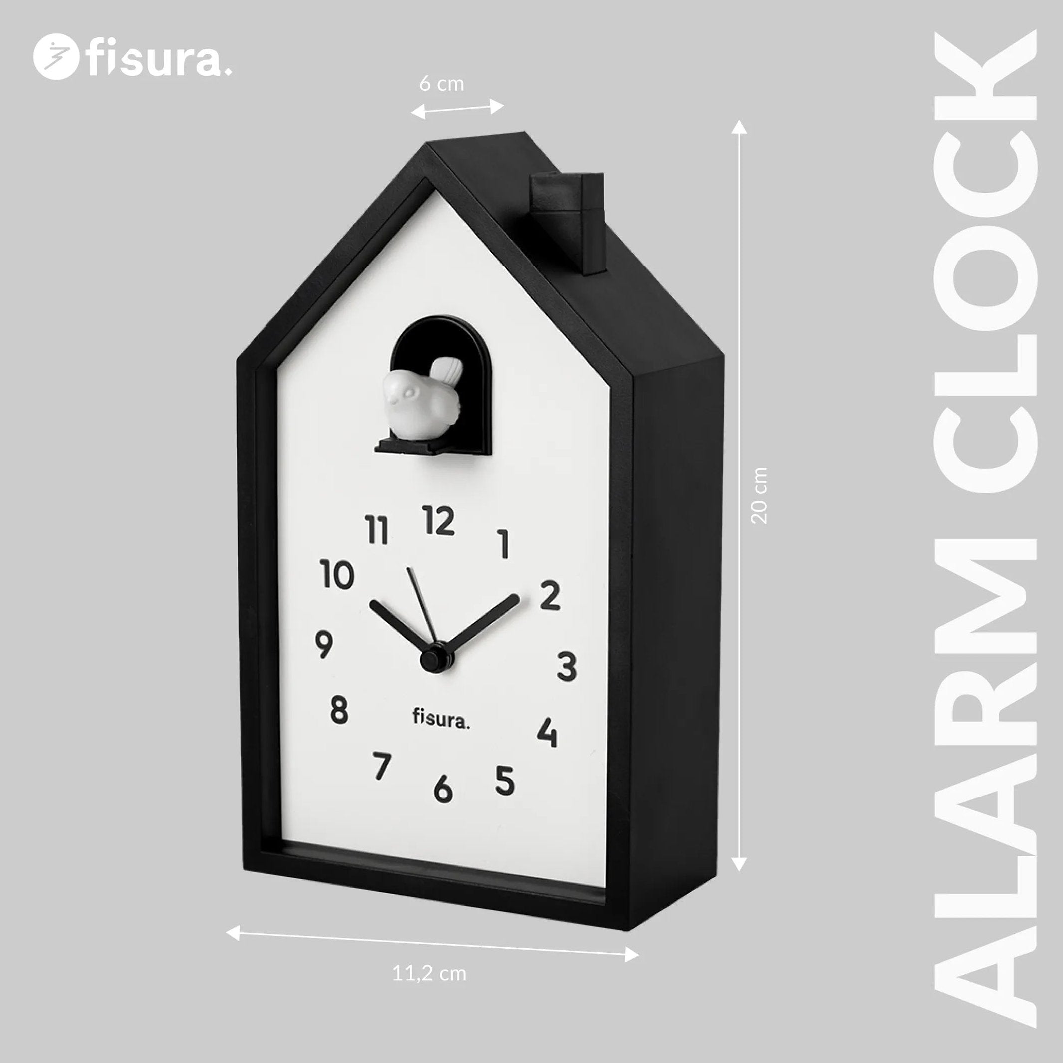 Kuckuckswecker – Schwarz/Weiß · 20,5 cm | Fisura