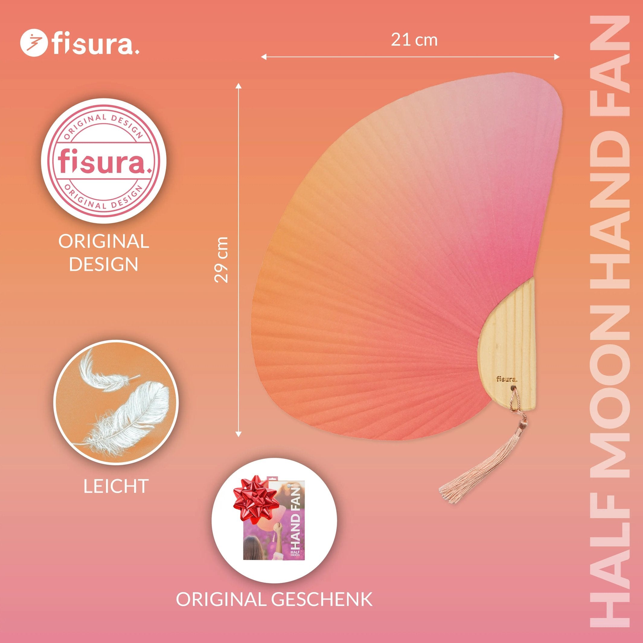 Handfächer Halbmond – Farbverlauf · Holz | Fisura