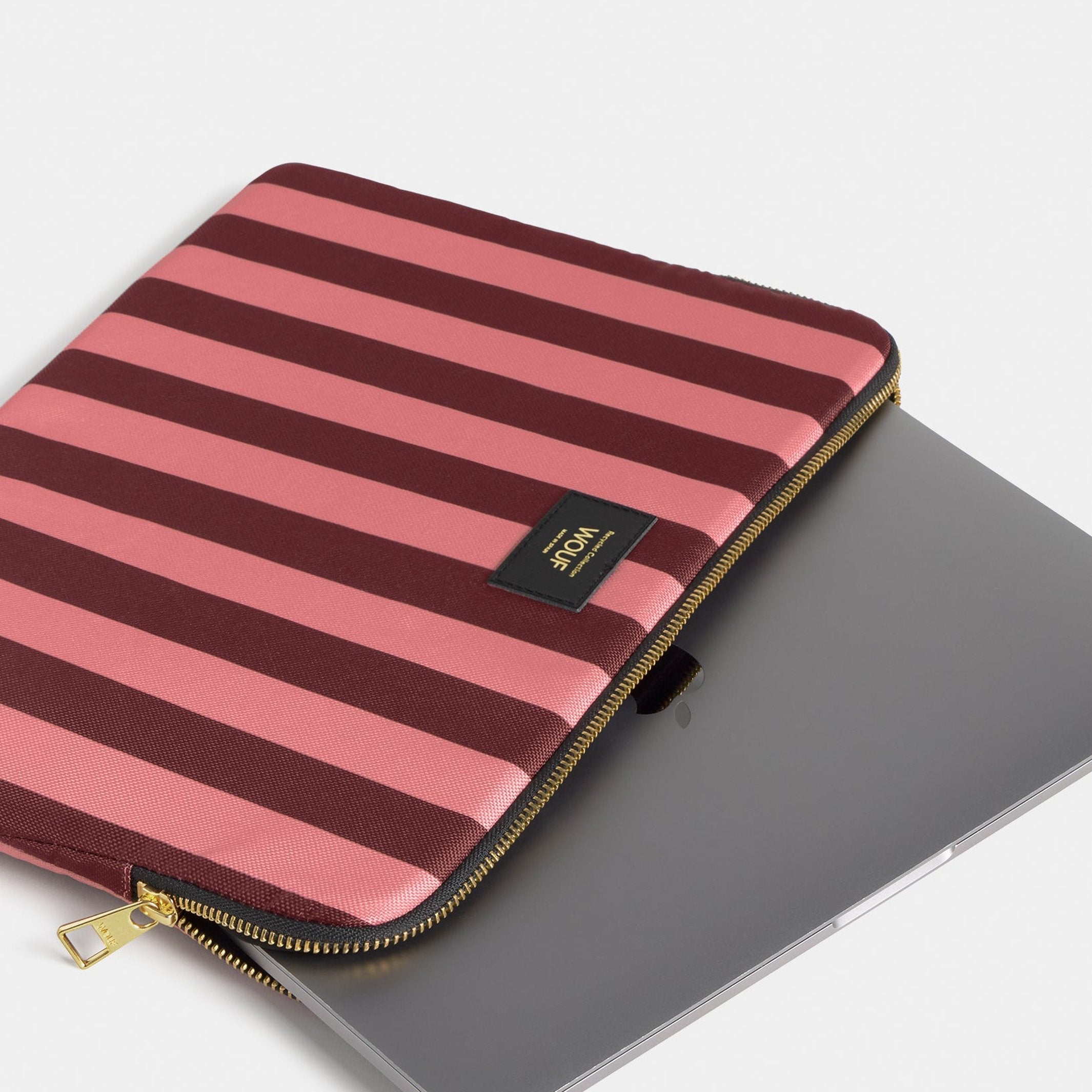 Laptophülle Sophie – Recycelt · Rosa Streifenmuster · 13-14" | Wouf