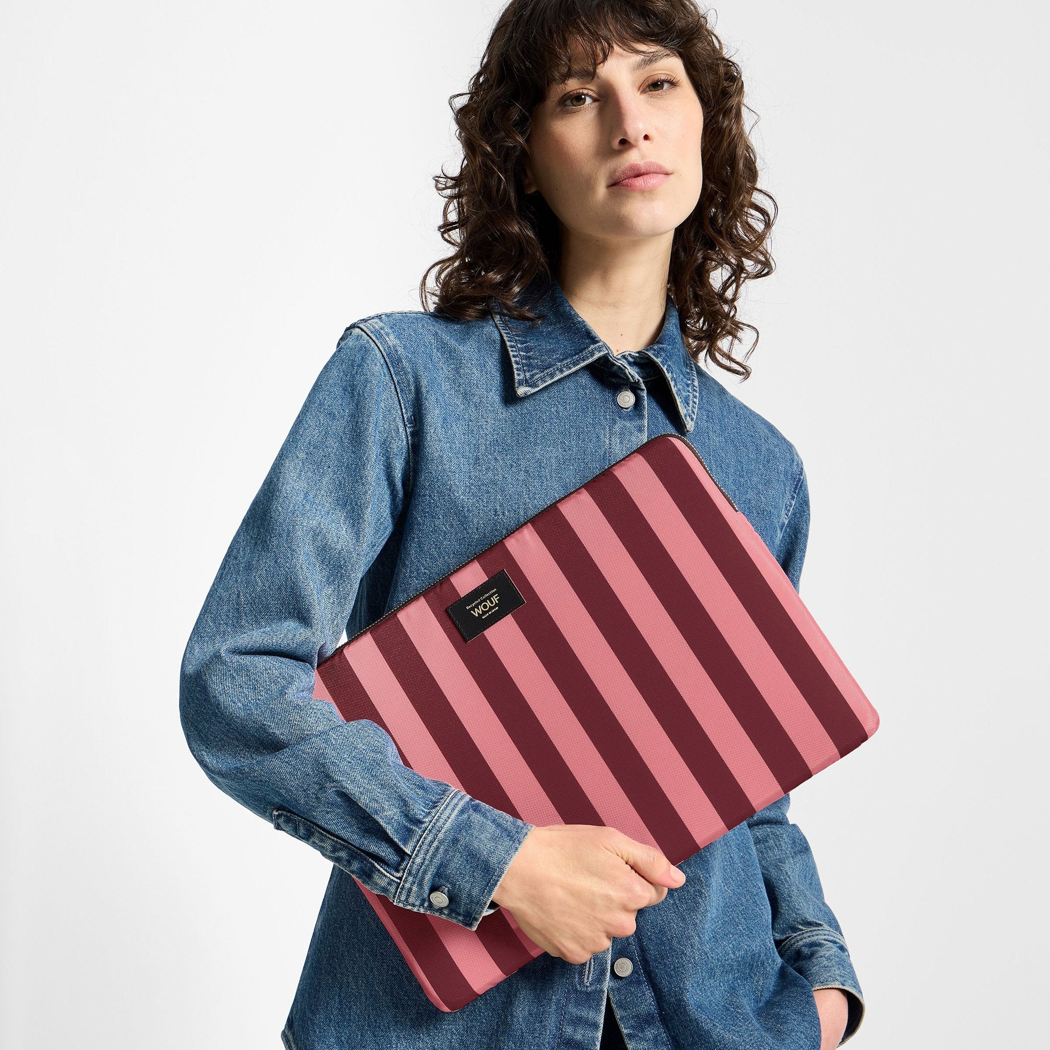 Laptophülle Sophie – Recycelt · Rosa Streifenmuster · 13-14" | Wouf