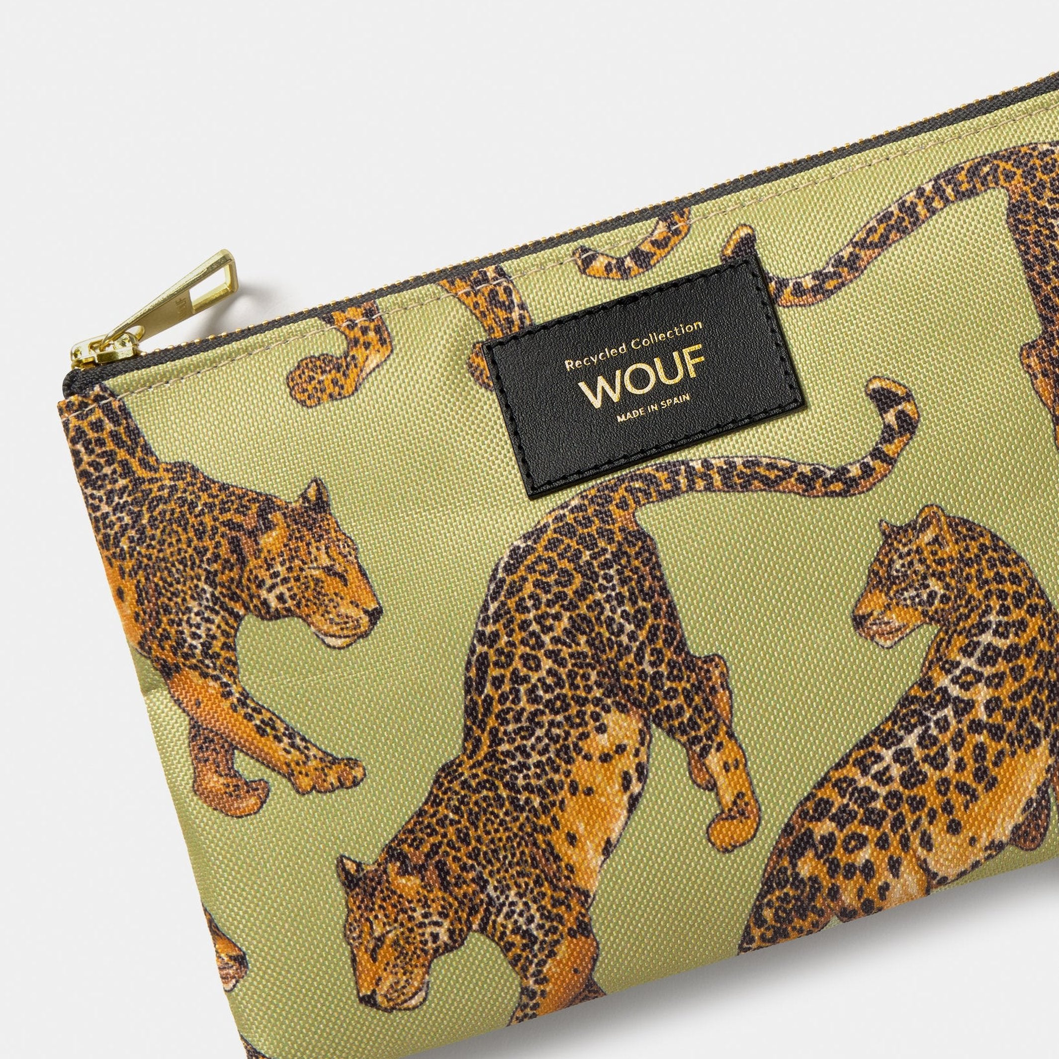 Pouch "Avo Leopard" – Grün · Leopardenmuster · 21,5 cm | Wouf